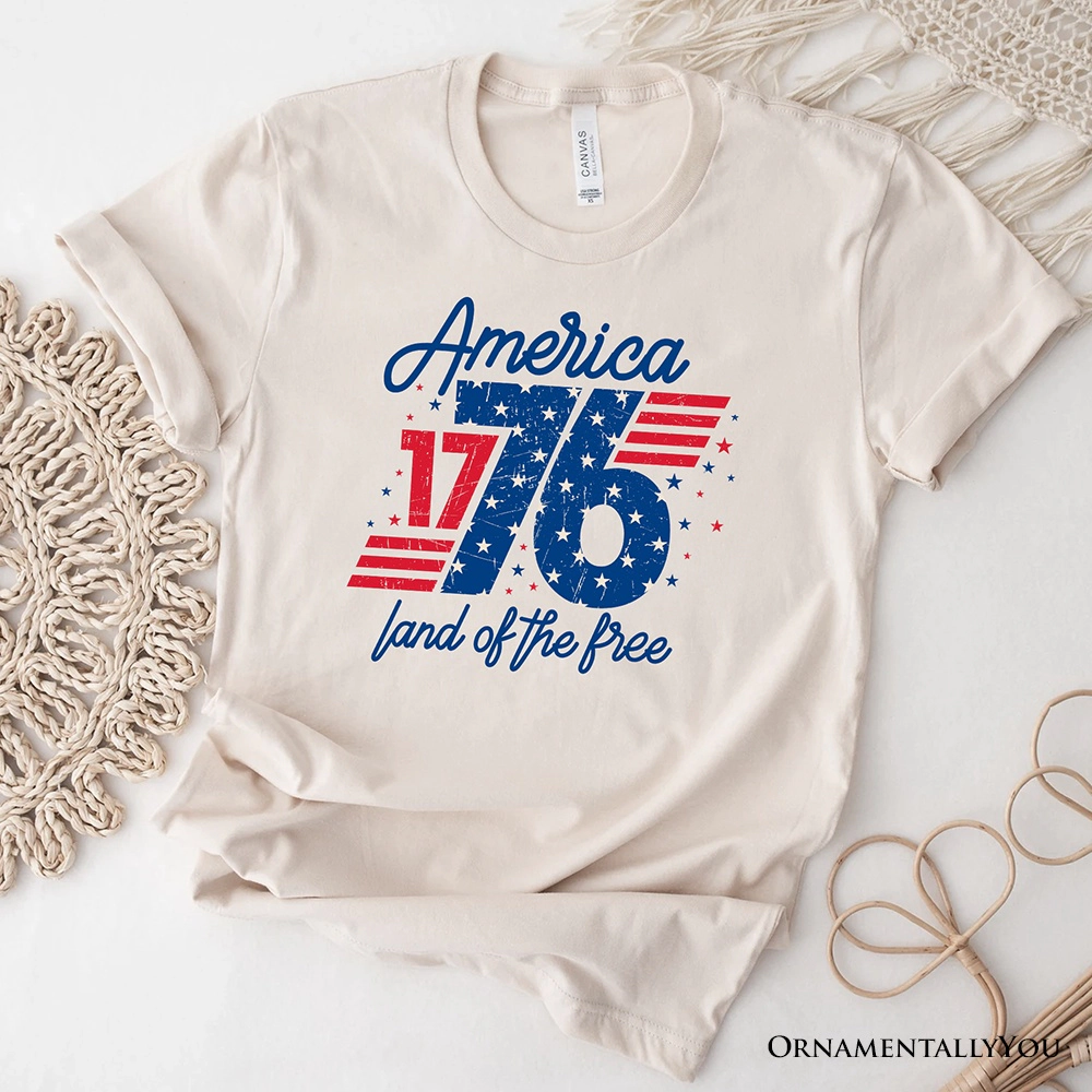 OrnamentallyYou Unisex America 1776 Land Of The Free 4th July T-Shirt