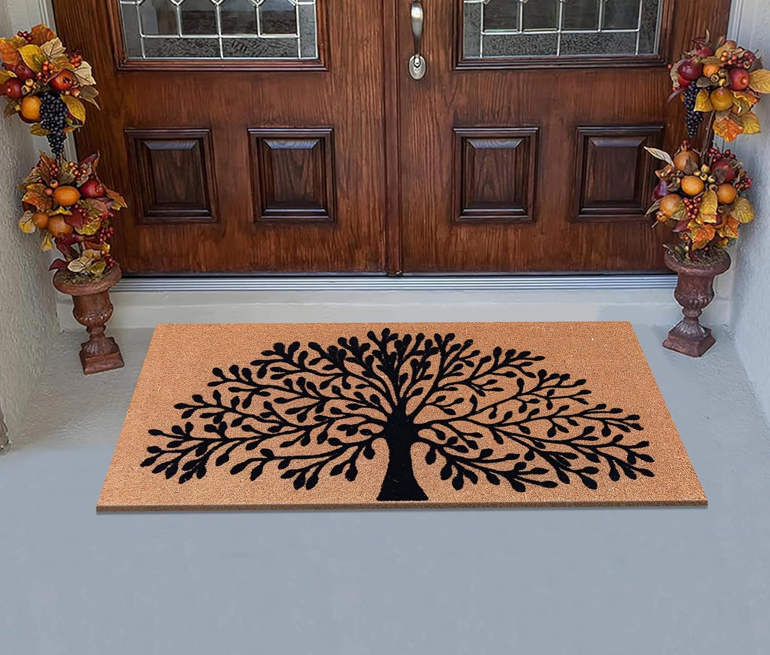 A1 Home Collections Coir Flocked Door Mat 30x48 Inches Heavy Duty Non-Slip Durable Tree Of Life-Flocked