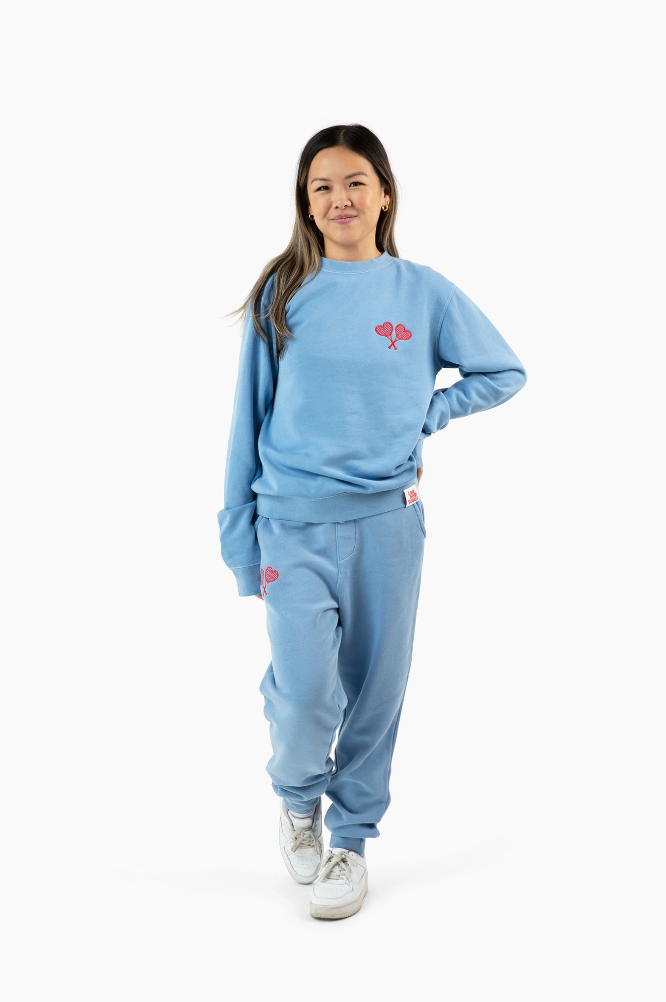 Love All Core Women's Pigment-Dyed Light Blue Crew Neck Sweatshirt
