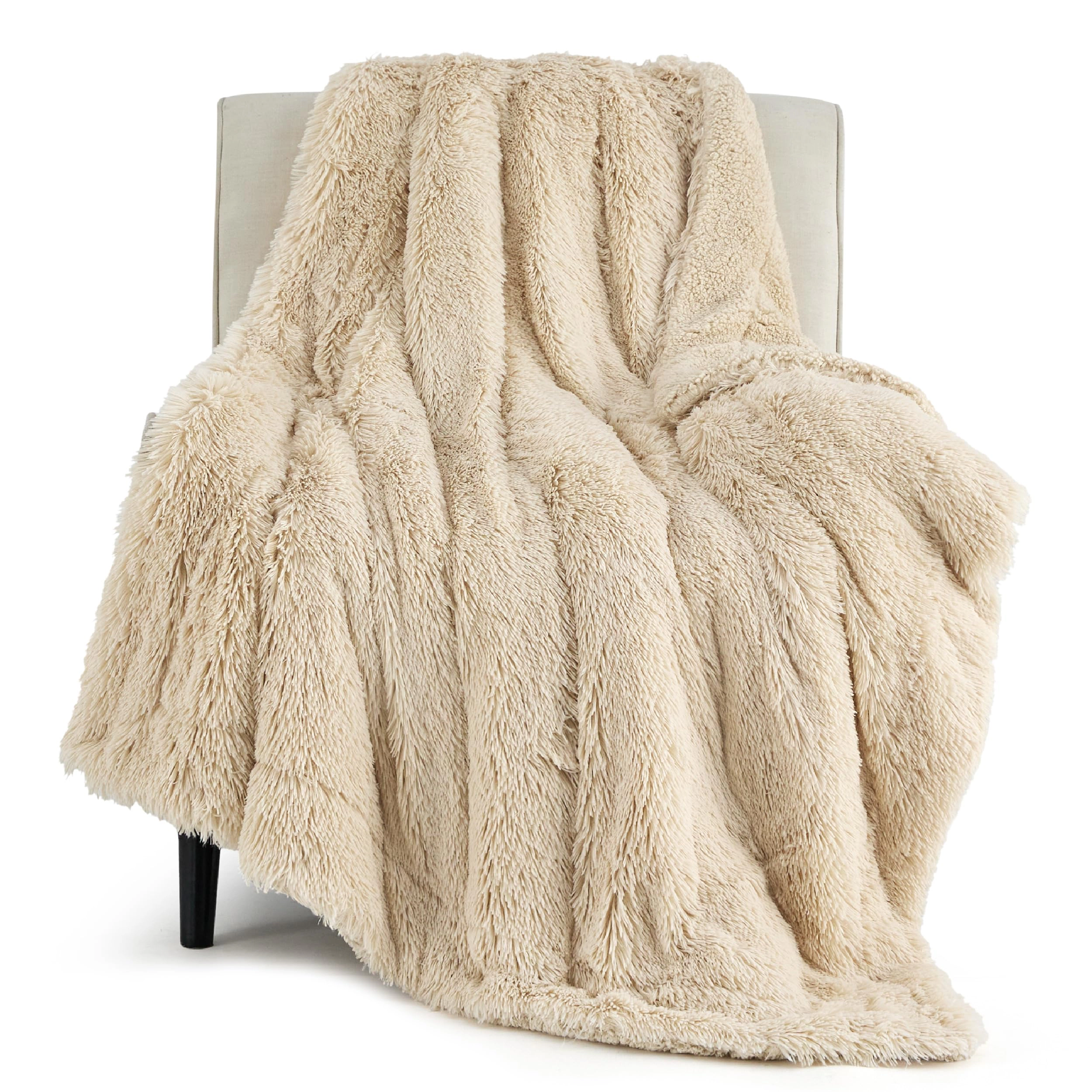CovertSafe Faux Fluffy Fleece Sherpa Blanket Couch Throw