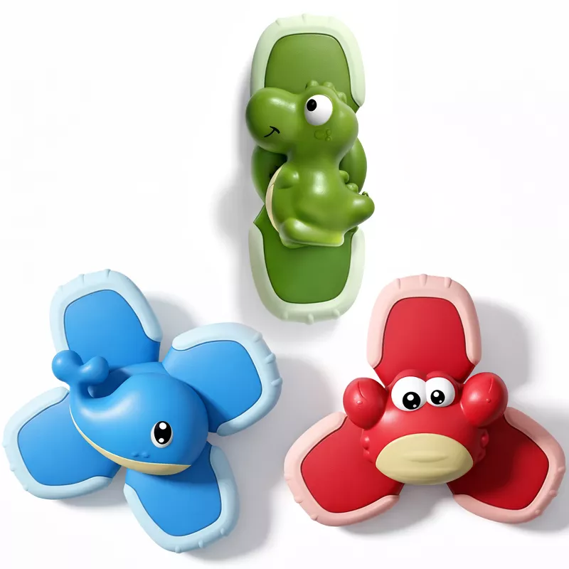 Sperric Cartoon Suction Cup Spinner Toys for Toddlers, 3 Pc Sensory Fidget Spinners Bath Toys for Babies & Kids