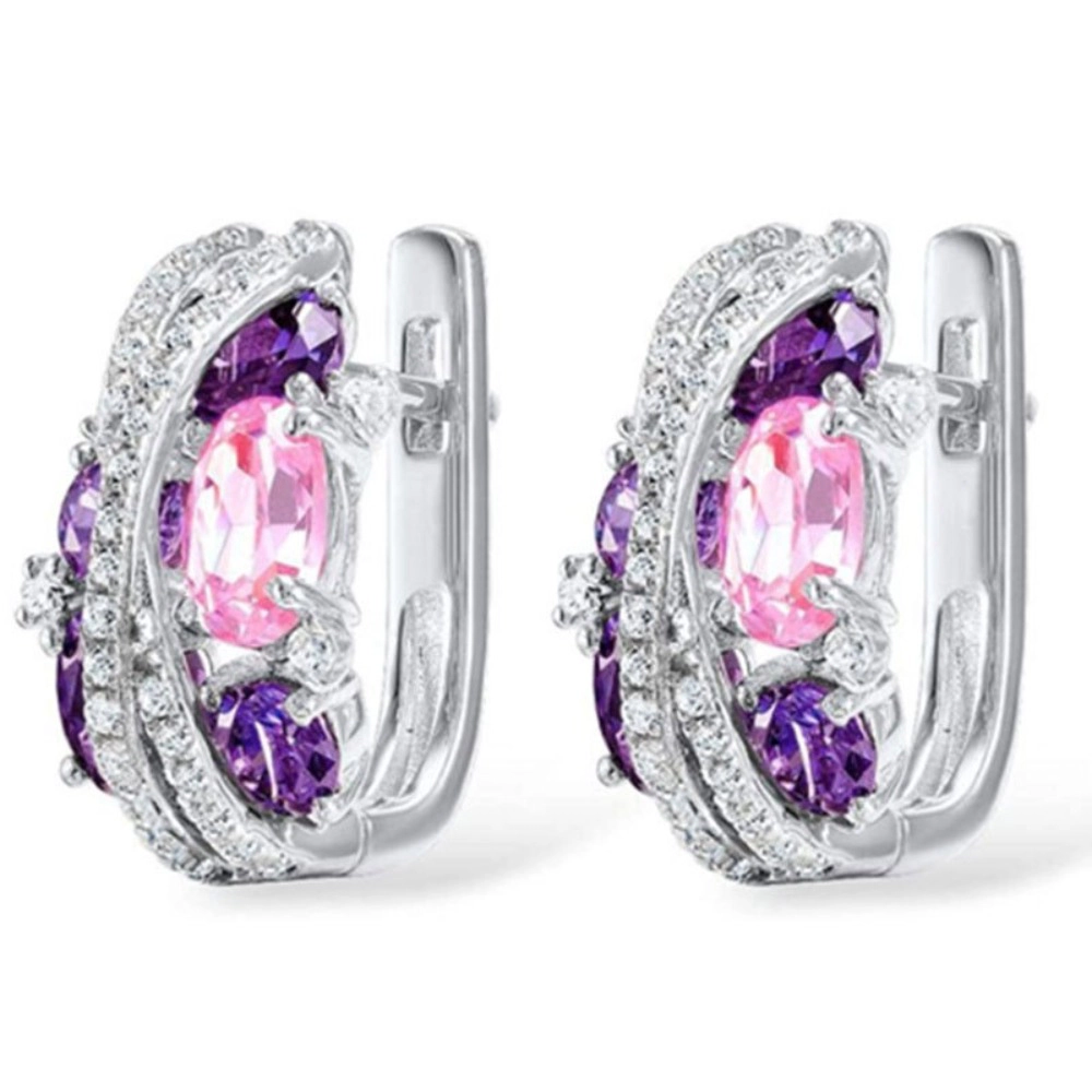 Wardrobe Whimsy Womens Multicolor Oval Cubic Zirconia Twisted Pave Design Earrings