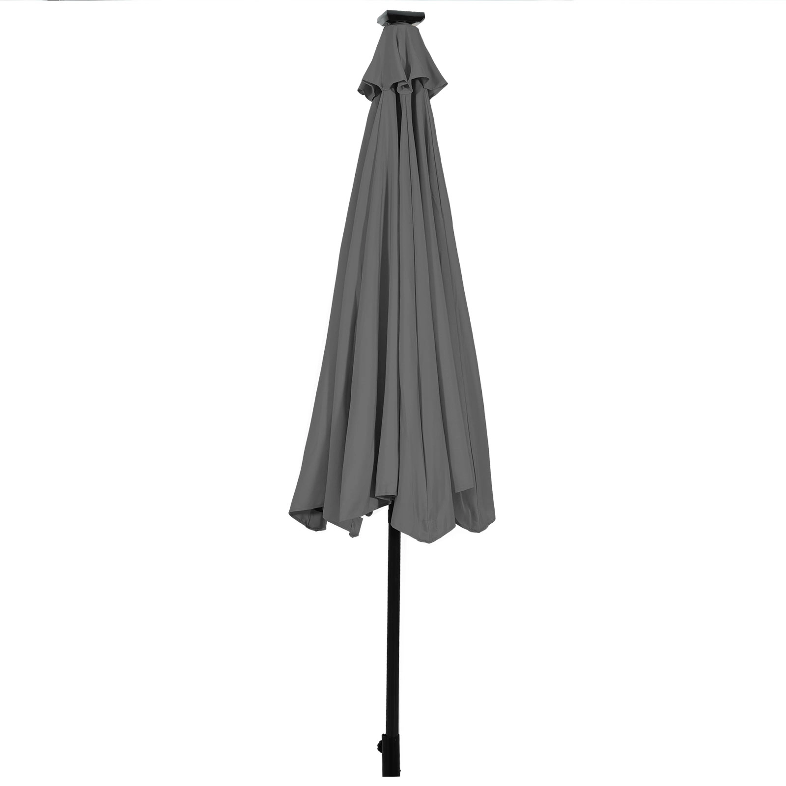 SUGIFT Solar LED Lighted Outdoor Patio Umbrella with Crank Lift 10-ft Canopy Gray