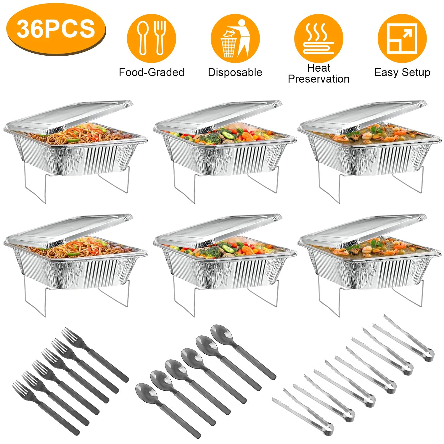 GBruno 6-Piece Disposable Chafing Dish Buffet Set