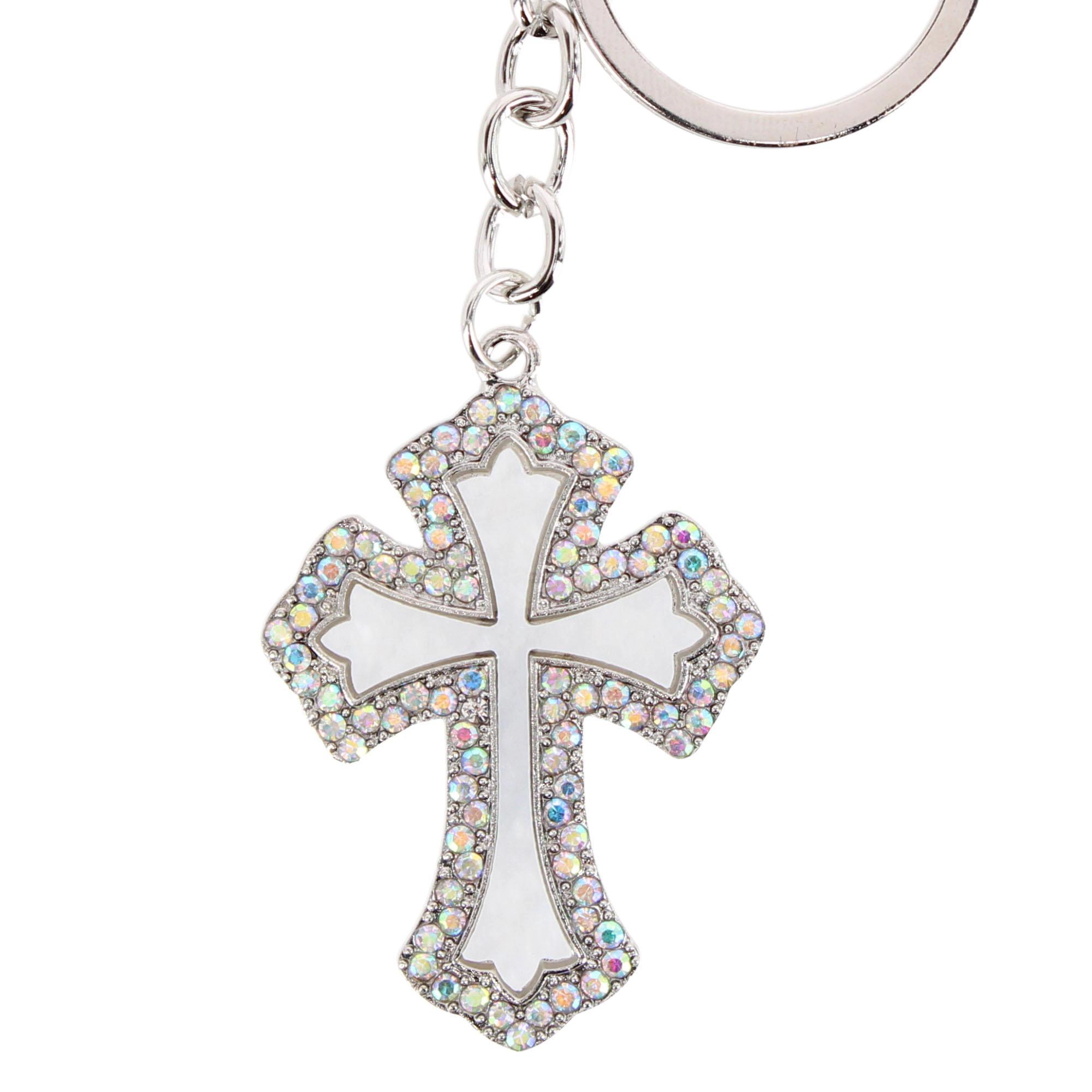 CTM® Women's Rhinestone Embellished Cross Bag Charm & Key Chain