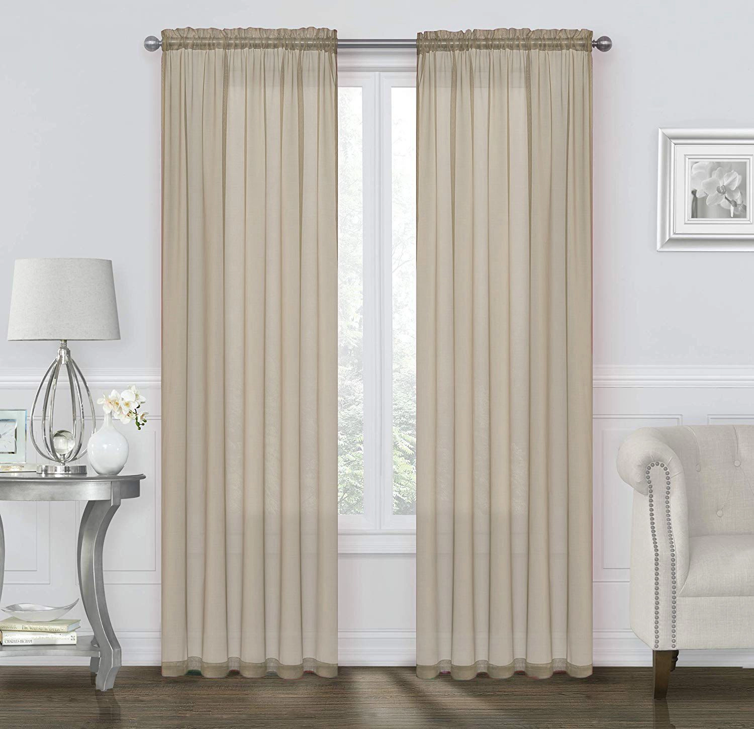 Kate Aurora Basic 2 Pack Sheer Voile Home Window Curtains
