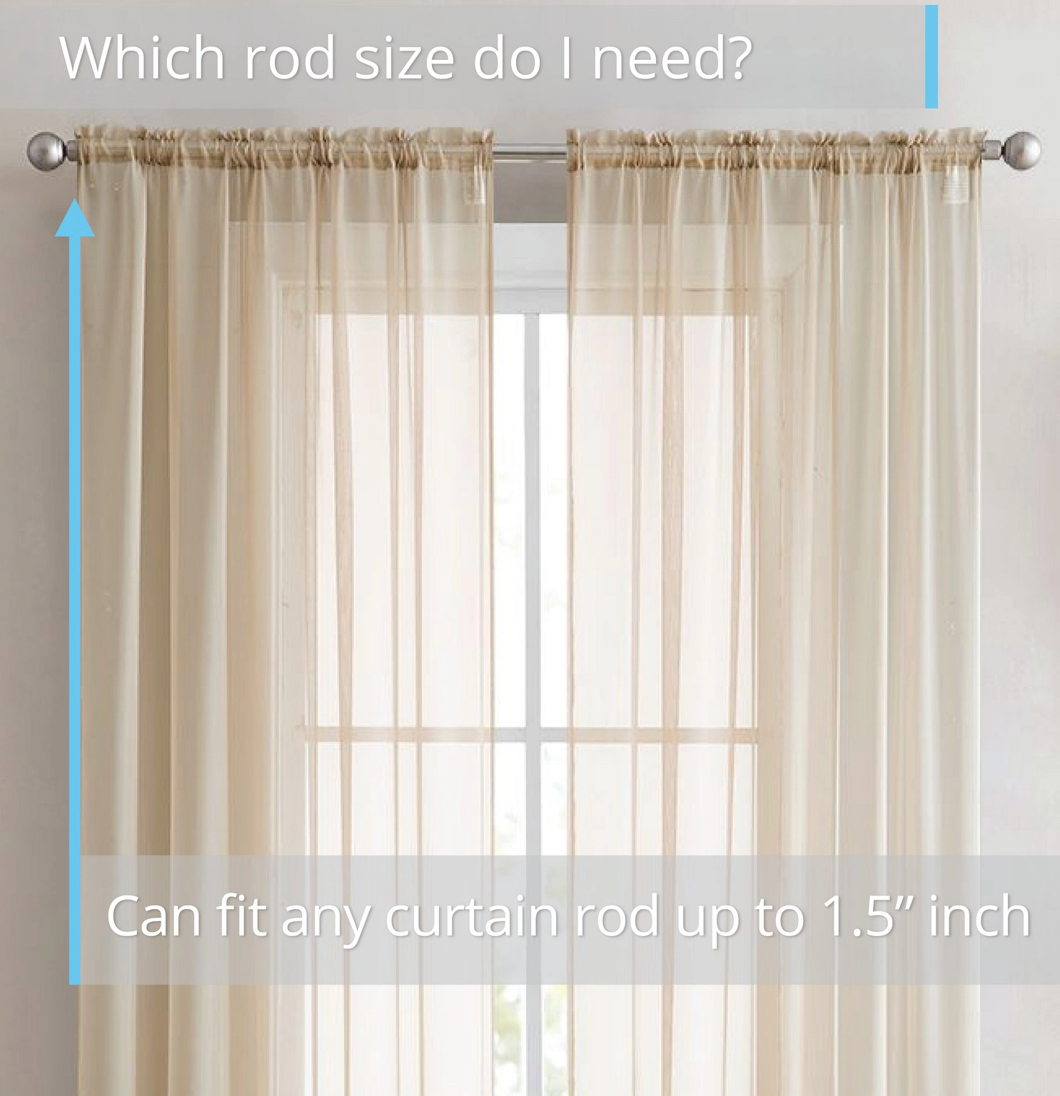 HLC.ME Window Curtain Sheer Voile Panels for Curtains Windows, Kitchen, Living Room and Bedroom - Set of 2