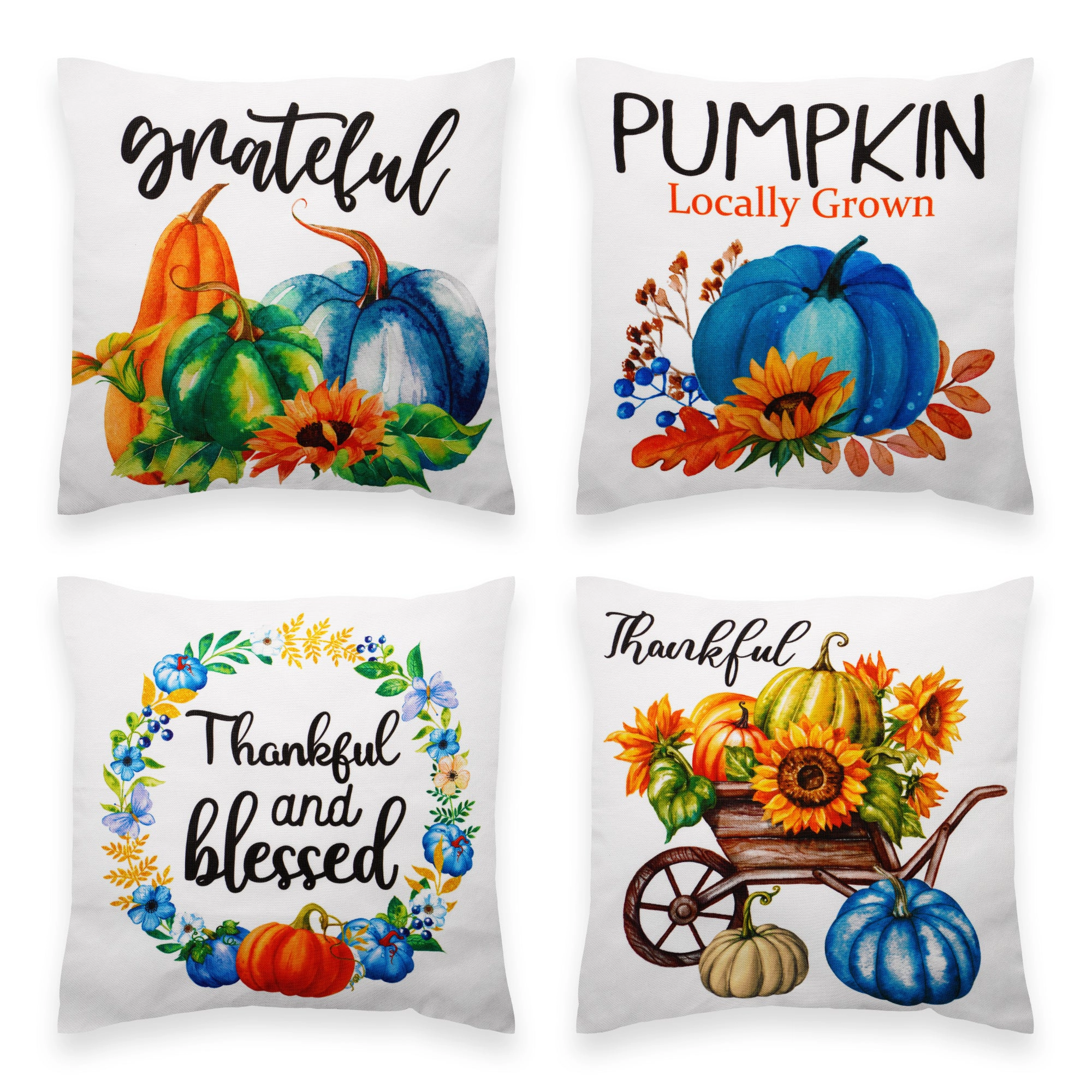 G128 Seasonal Pumpkin Thankful Decorative Throw Pillow Covers