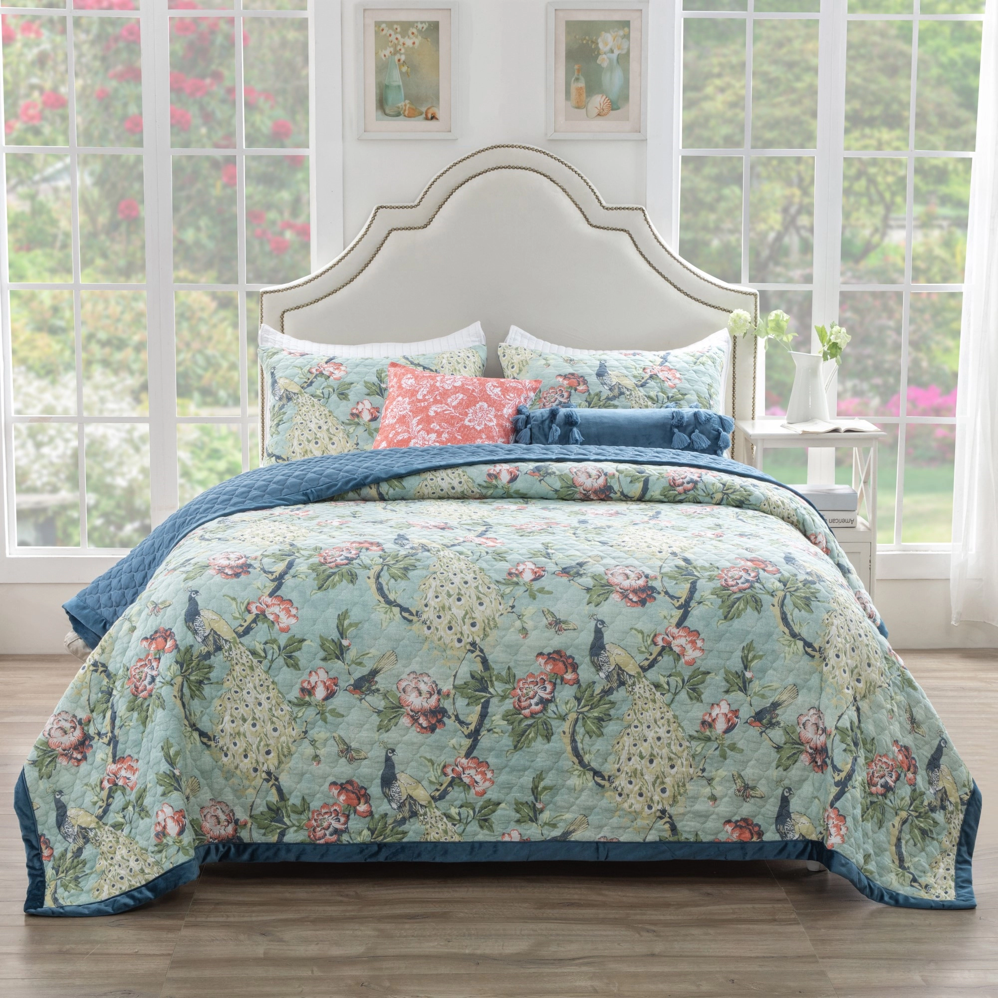 Greenland Home Pavona Velvet Embellished Quilt Set 2 Piece