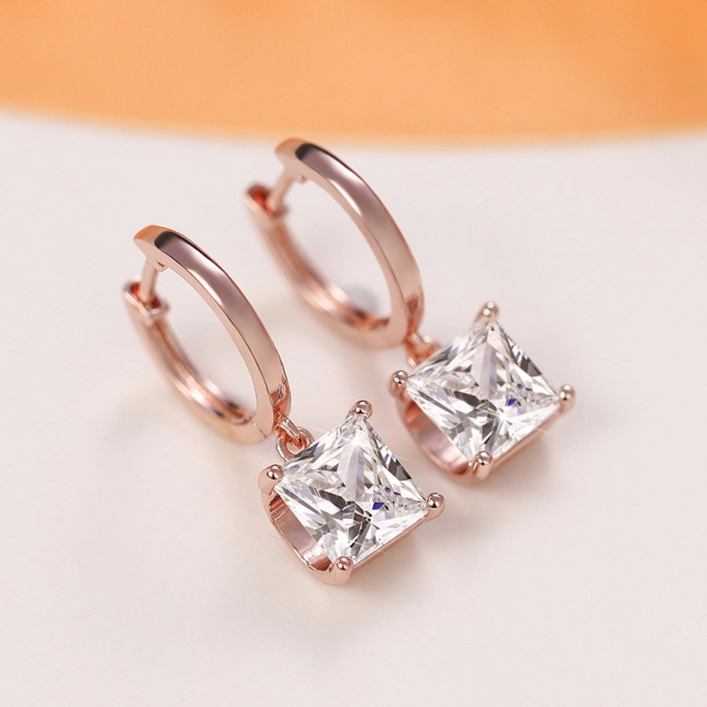 Luxury Solitaire Princess CZ Dangle Earring