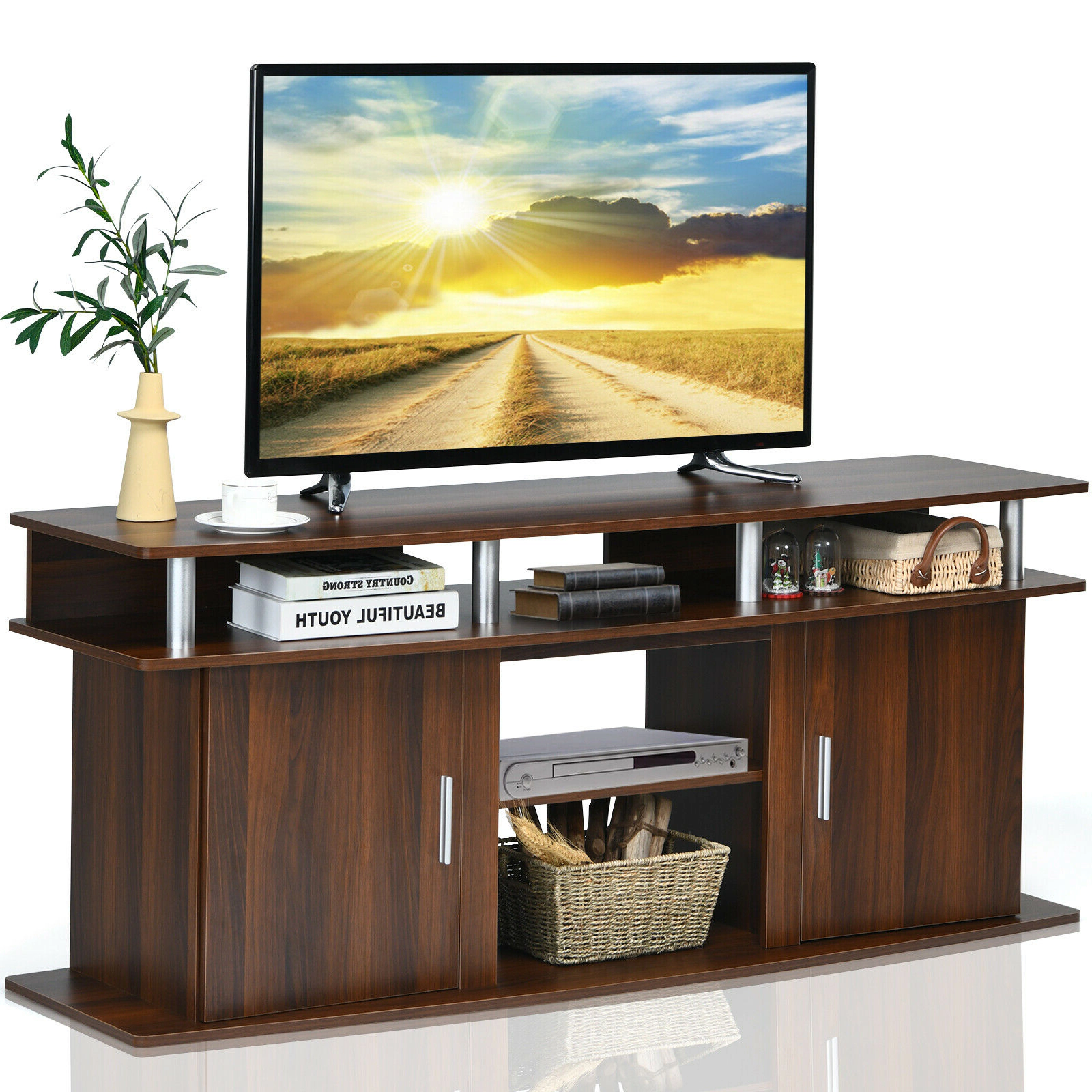 Hivvago 63 Inch Tv Entertainment Console Center With 2 Cabinets