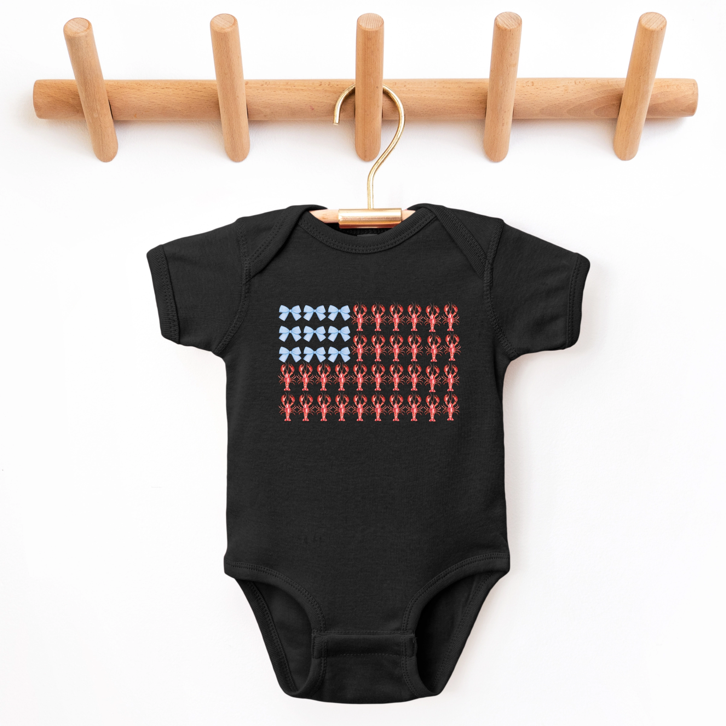 The Juniper Shop - Infant Short Sleeve Graphic Bodysuit Lobster American Flag Coquette