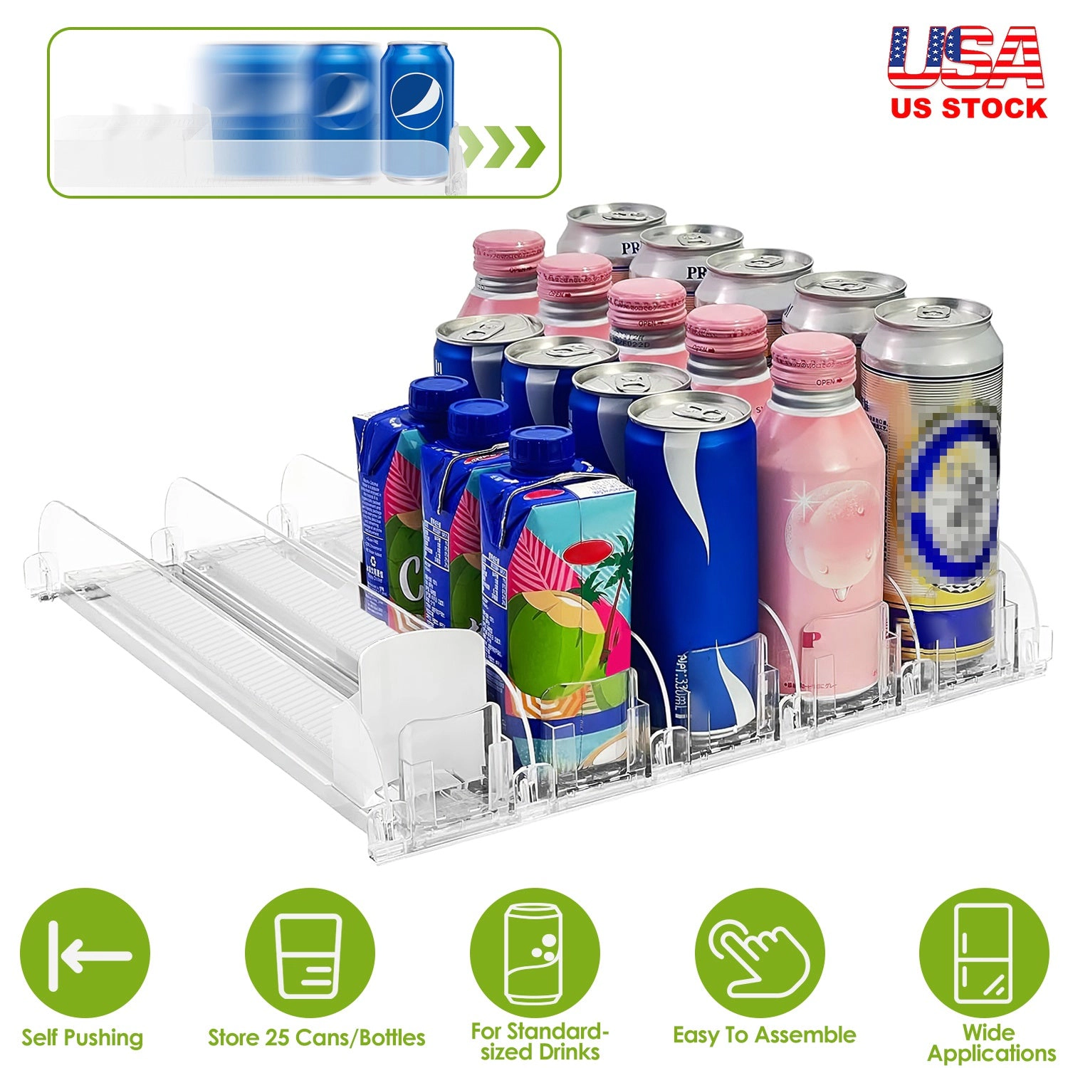 GBruno Spring-Loaded Drink Organizer For Fridge
