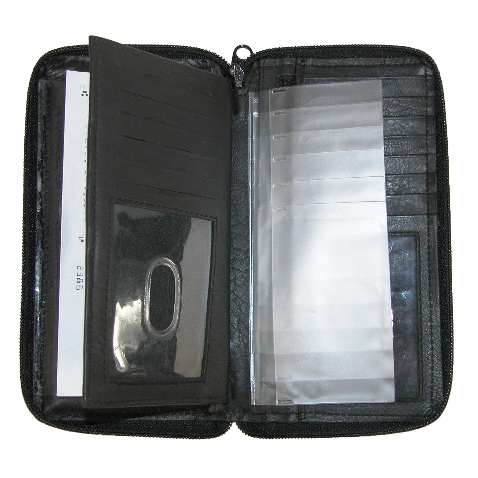 Paul & Taylor Leather Deluxe Zip Around Checkbook Cover Wallet