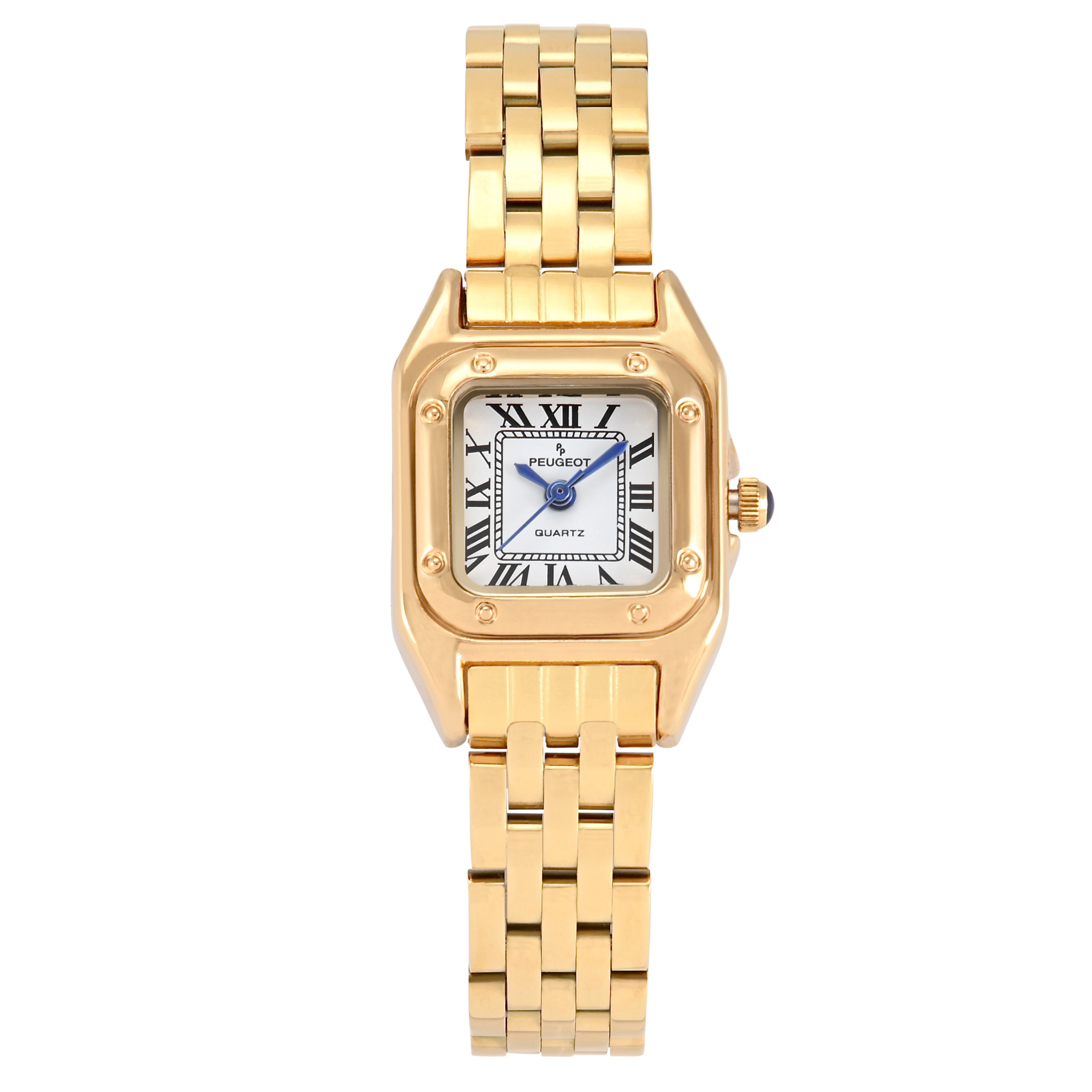 Peugeot Womens 20x22mm Gold-Tone Panther Link Bracelet Watch