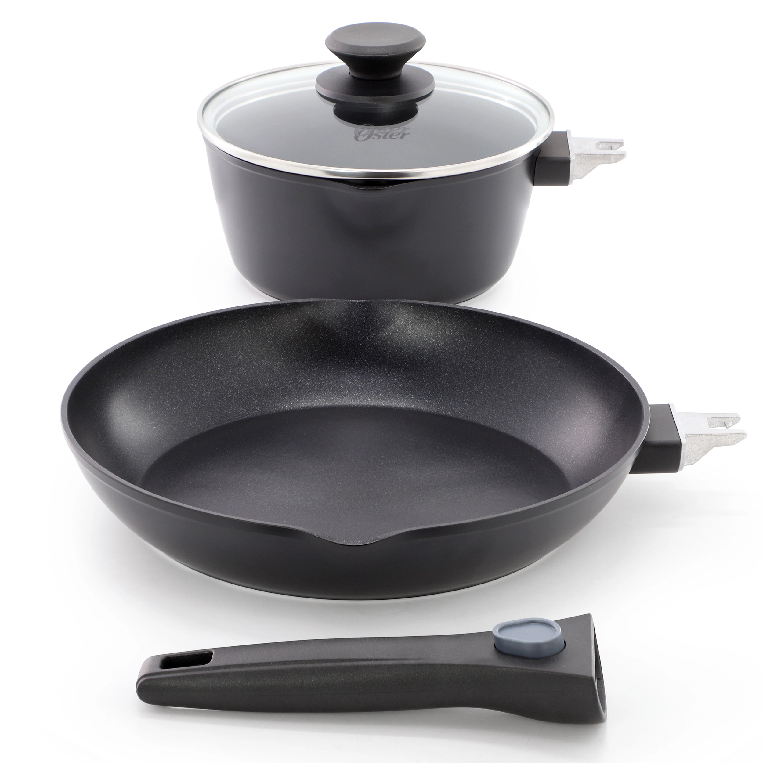 Oster Smarthandle Advance 4 Piece Nonstick Aluminum Cookware Set in Black