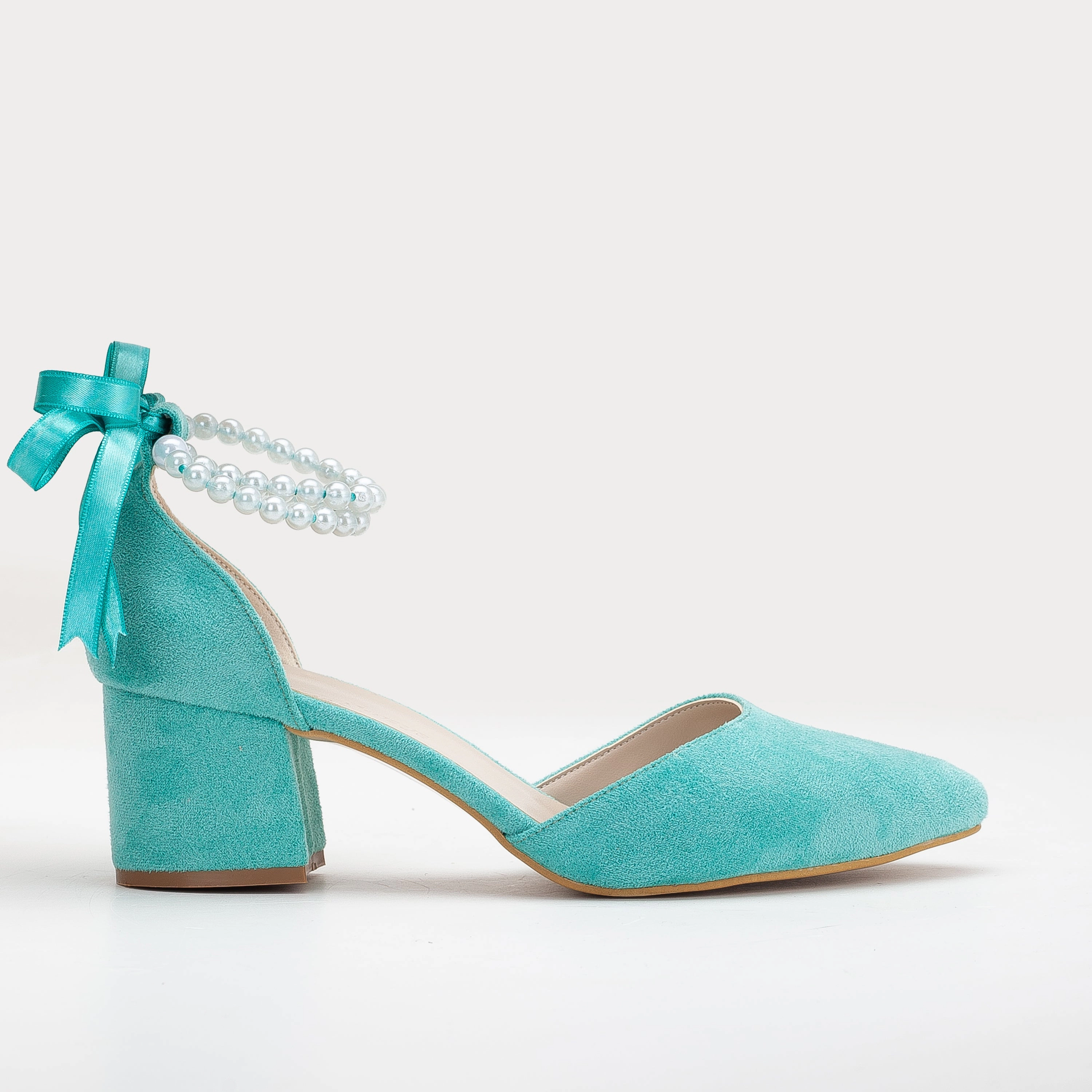 Forever & Always Womens Miranda Low Block Heels with Pearls