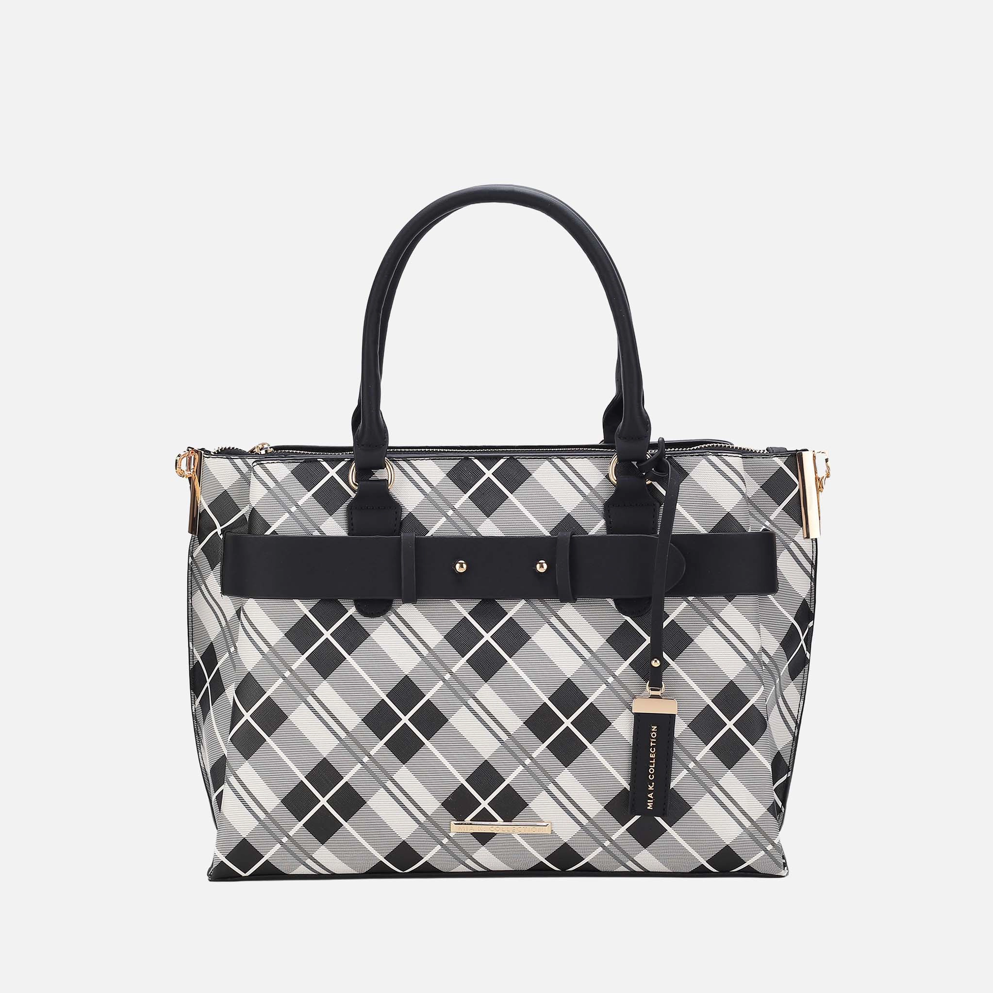 MKF Collection by Mia K Vivian Plaid Satchel Handbag Vegan Leather