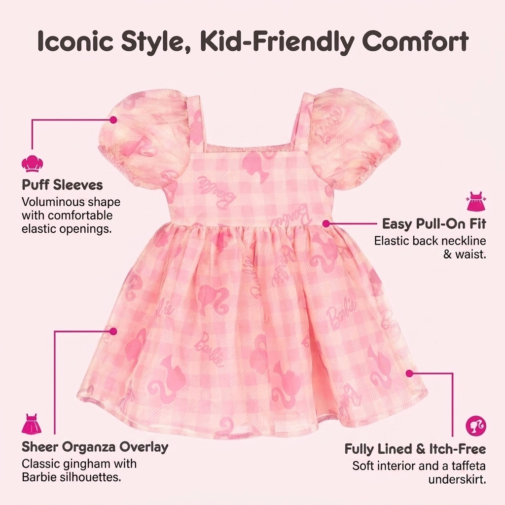 Barbie Girls' Short Sleeve Flare Dress
