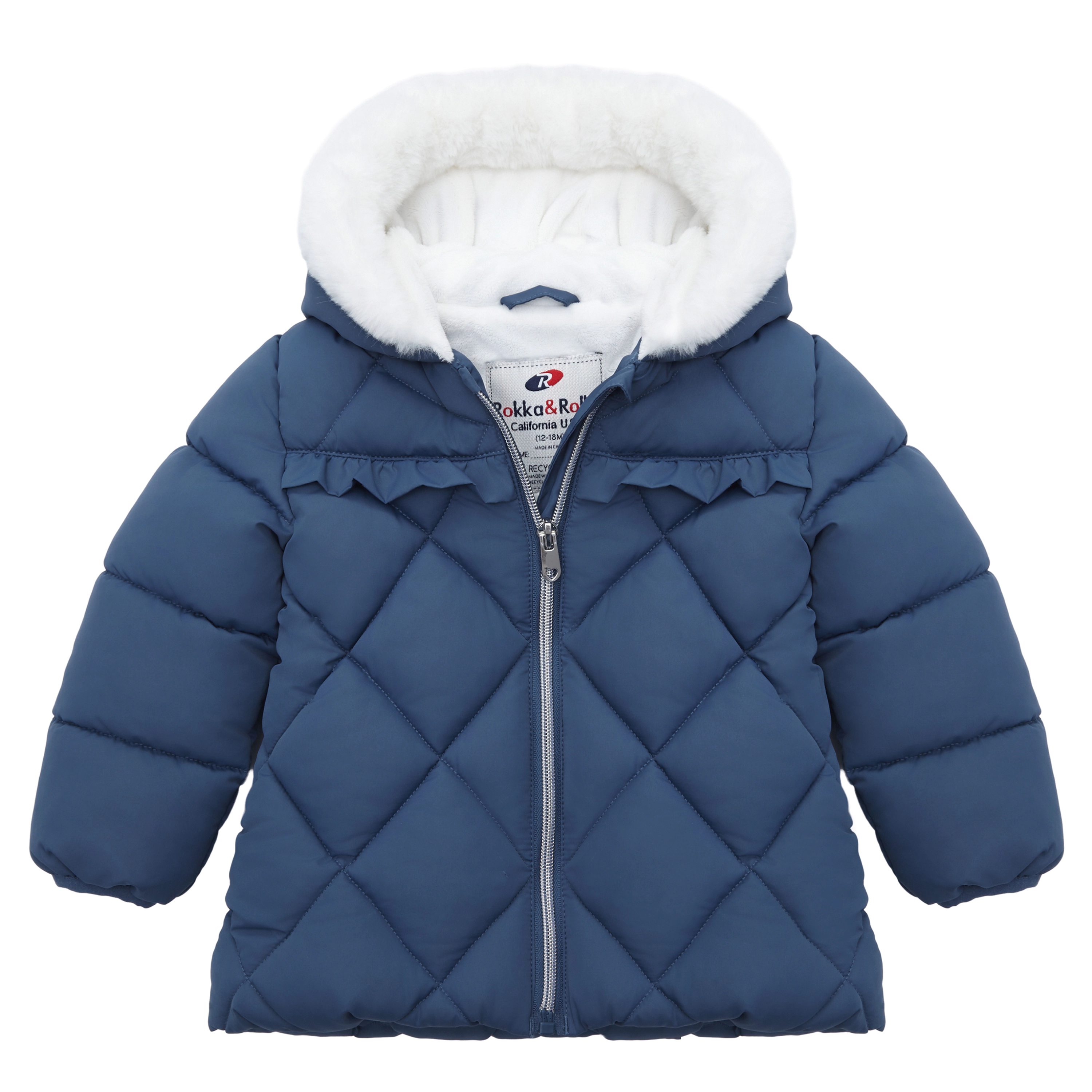 Rokka&Rolla Baby Girls Soft Mini Fur Lining Hooded Puffer Jacket