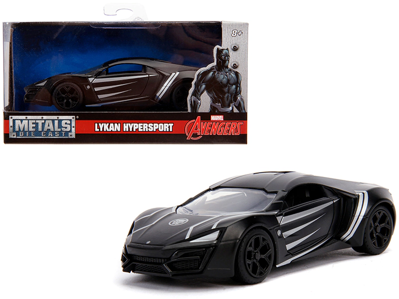 Jada Lykan Hypersport Matt Black "Black Panther" Theme "Avengers" "Marvel" Series 1/32 Diecast Model Car by Jada