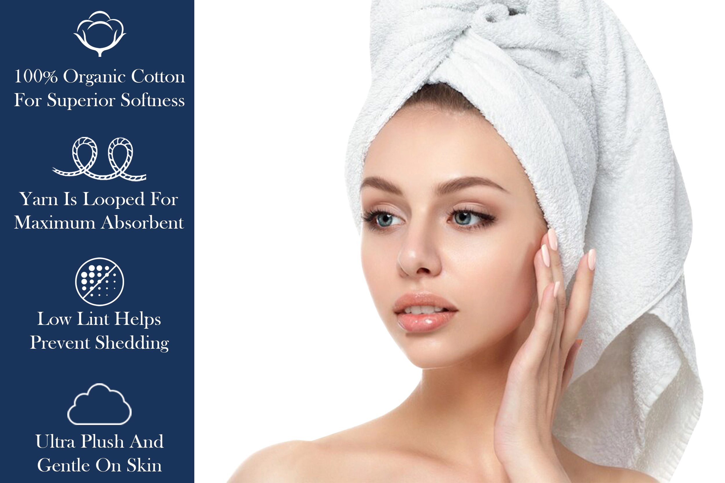 Delara Organic Cotton Luxuriously Plush Towels GOTS and Oeko-TEX Certified Feather Touch Technology Towel Set 33 Piece