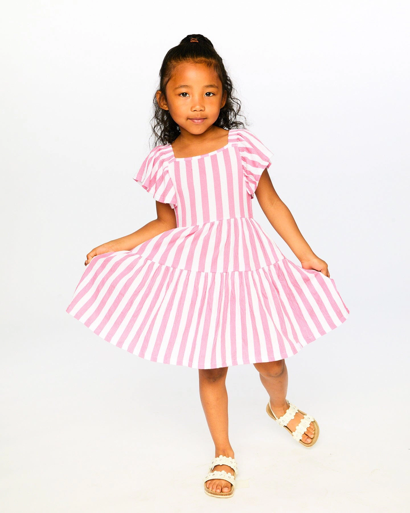 Deux par Deux Girls Crinkle Jersey Dress and Stripes