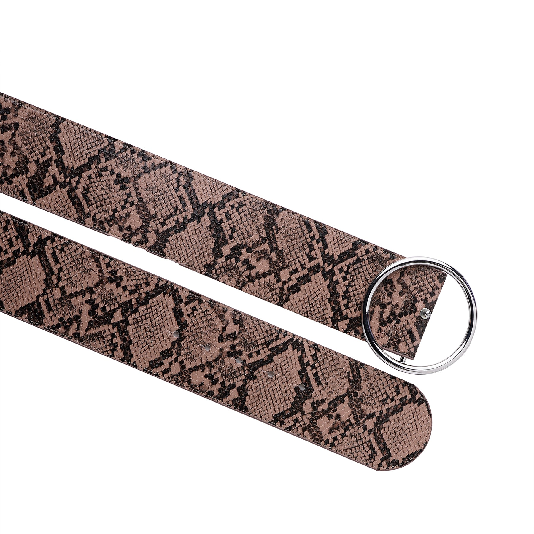 AGP PARIS Brown Snake Print Dual Buckle Women's Belt