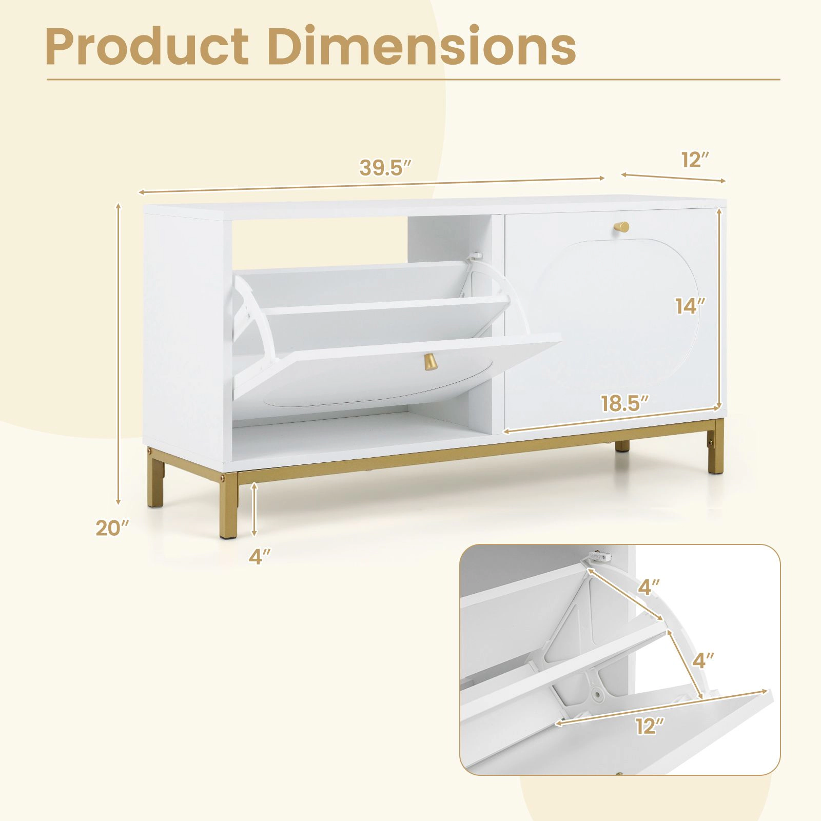 SlickBlue Entryway Shoe Cabinet Bench with 2 Flip Drawers and Shelves