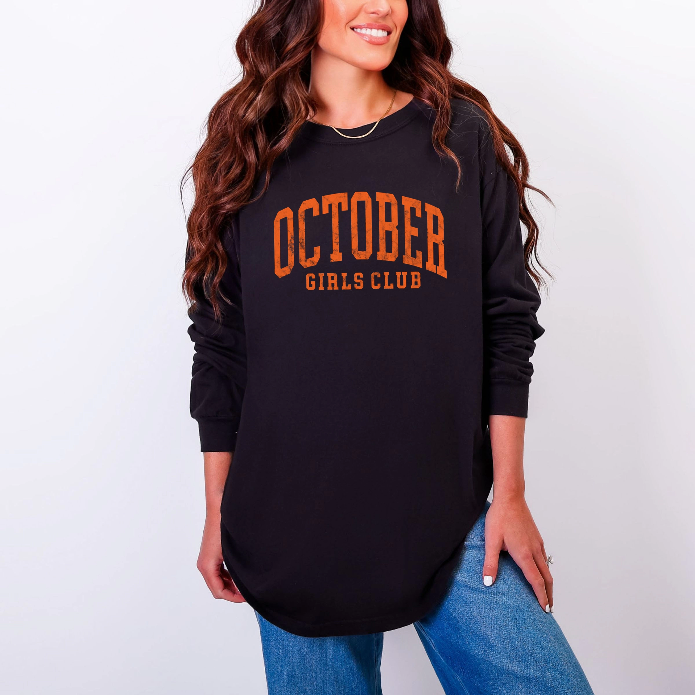 Simply Sage Market - Women's Garment Dyed Long Sleeve Graphic T-Shirt October Girls Club