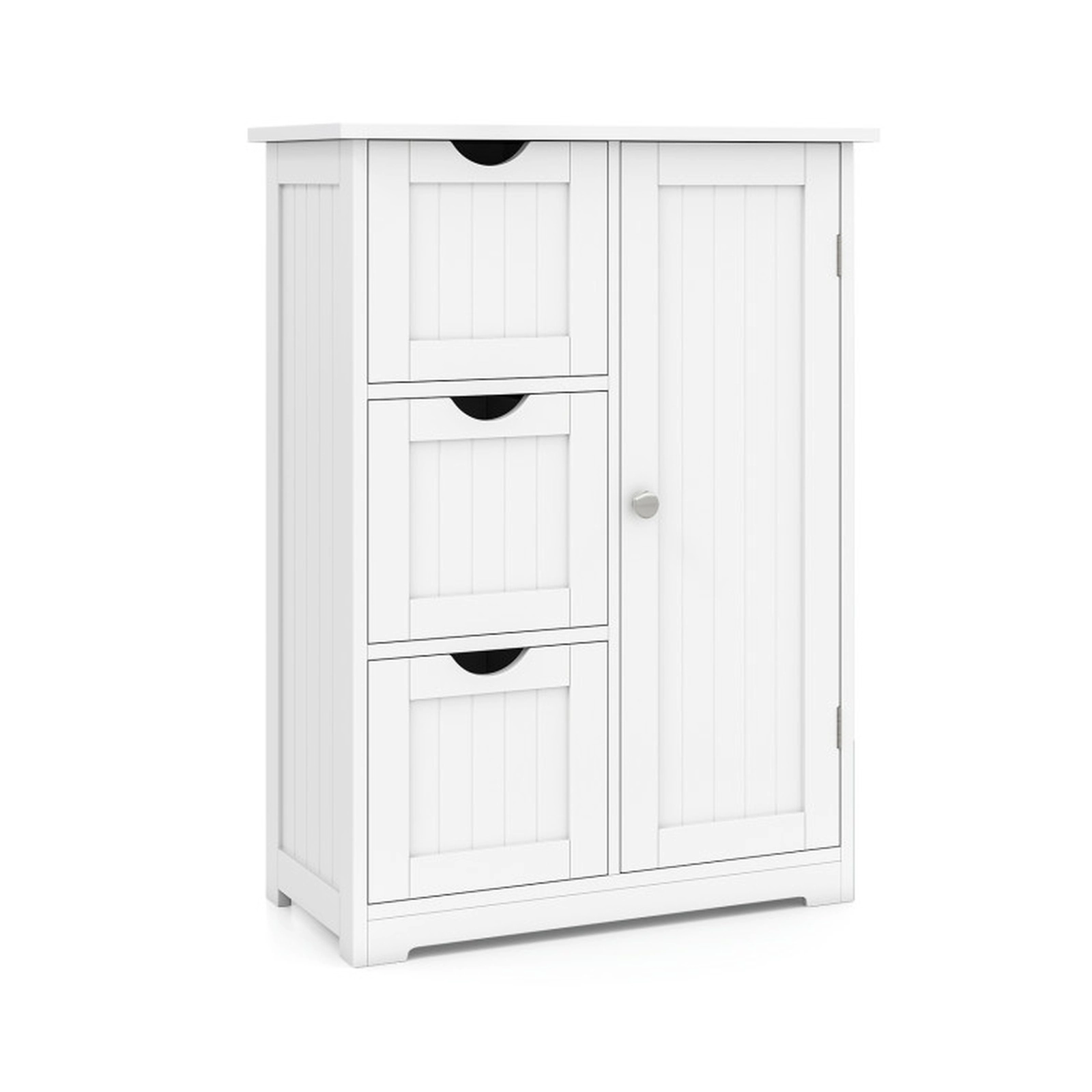 SUGIFT White 70-lb Top Capacity 3-Drawer Bathroom Floor Storage Cabinet with Cupboard and Adjustable Shelf