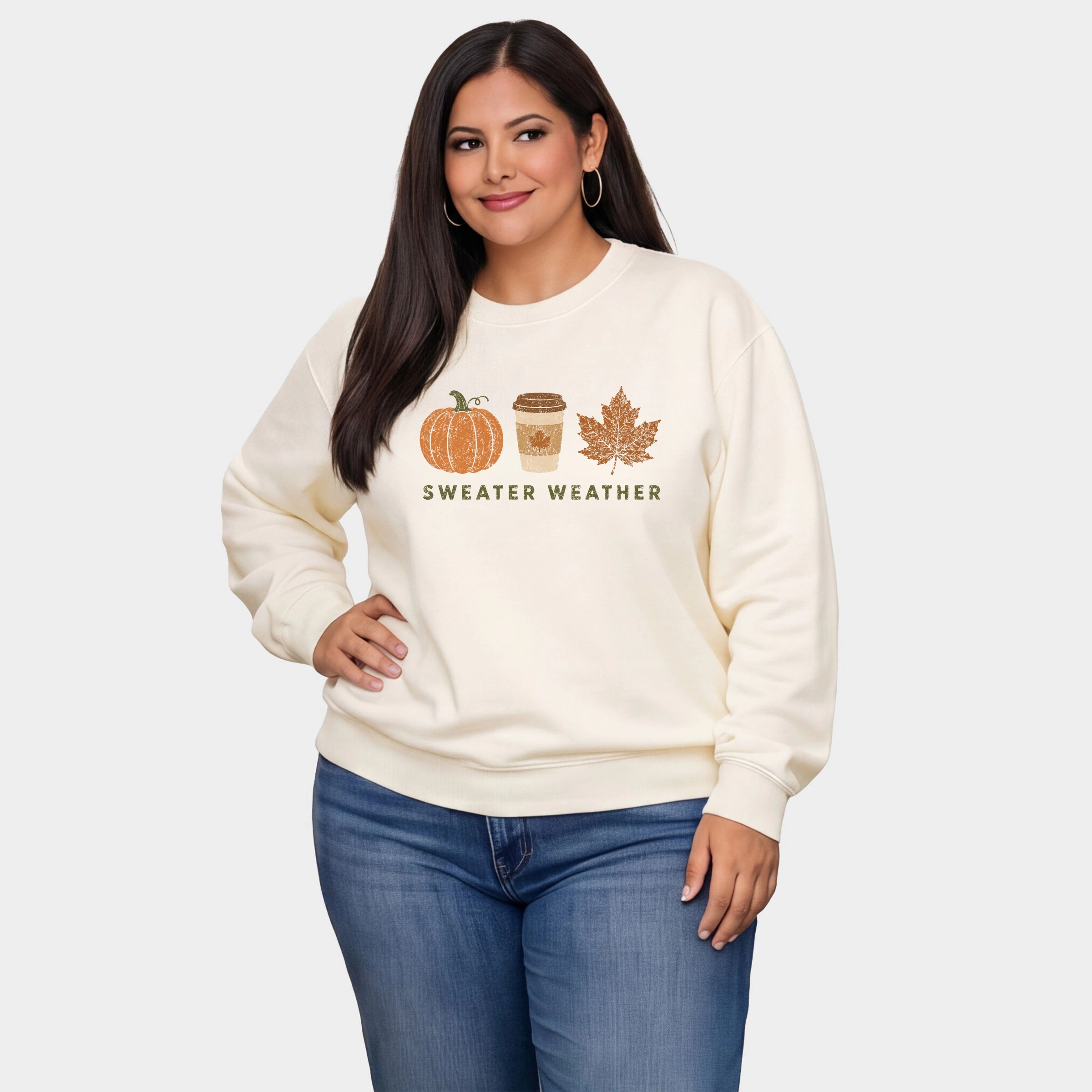Simply Sage Market - Women's Plus Sized Graphic Sweatshirt Sweater Weather Coffee Cup