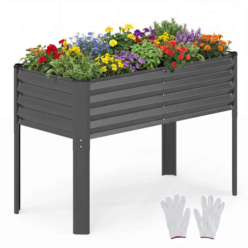 Hivvago Galvanized Raised Garden Bed with Legs Metal Elevated Planter Box