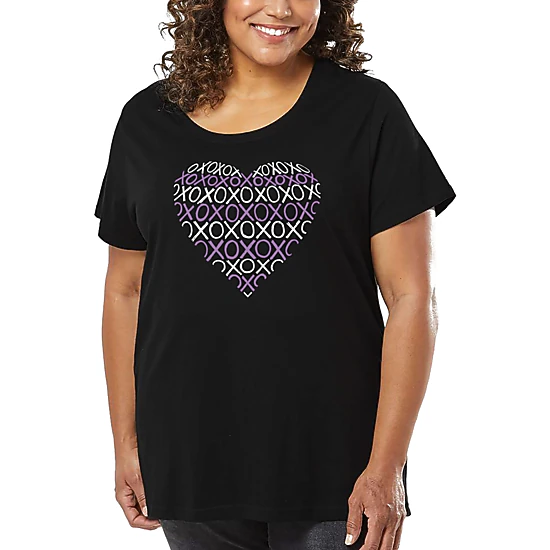 LA Pop Art Women's Plus Size Word Art T-Shirt - XOXO Heart