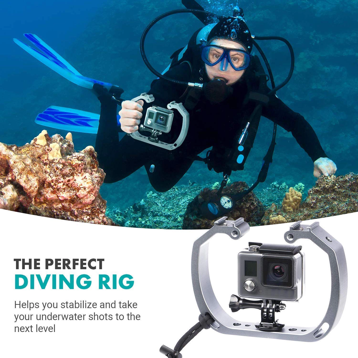 Movo GB-U70Y Underwater Diving Rig - Works with GoPro Waterproof Action Cam