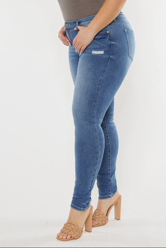 Kancan Women's Plus High Rise Super Skinny Jeans Storm