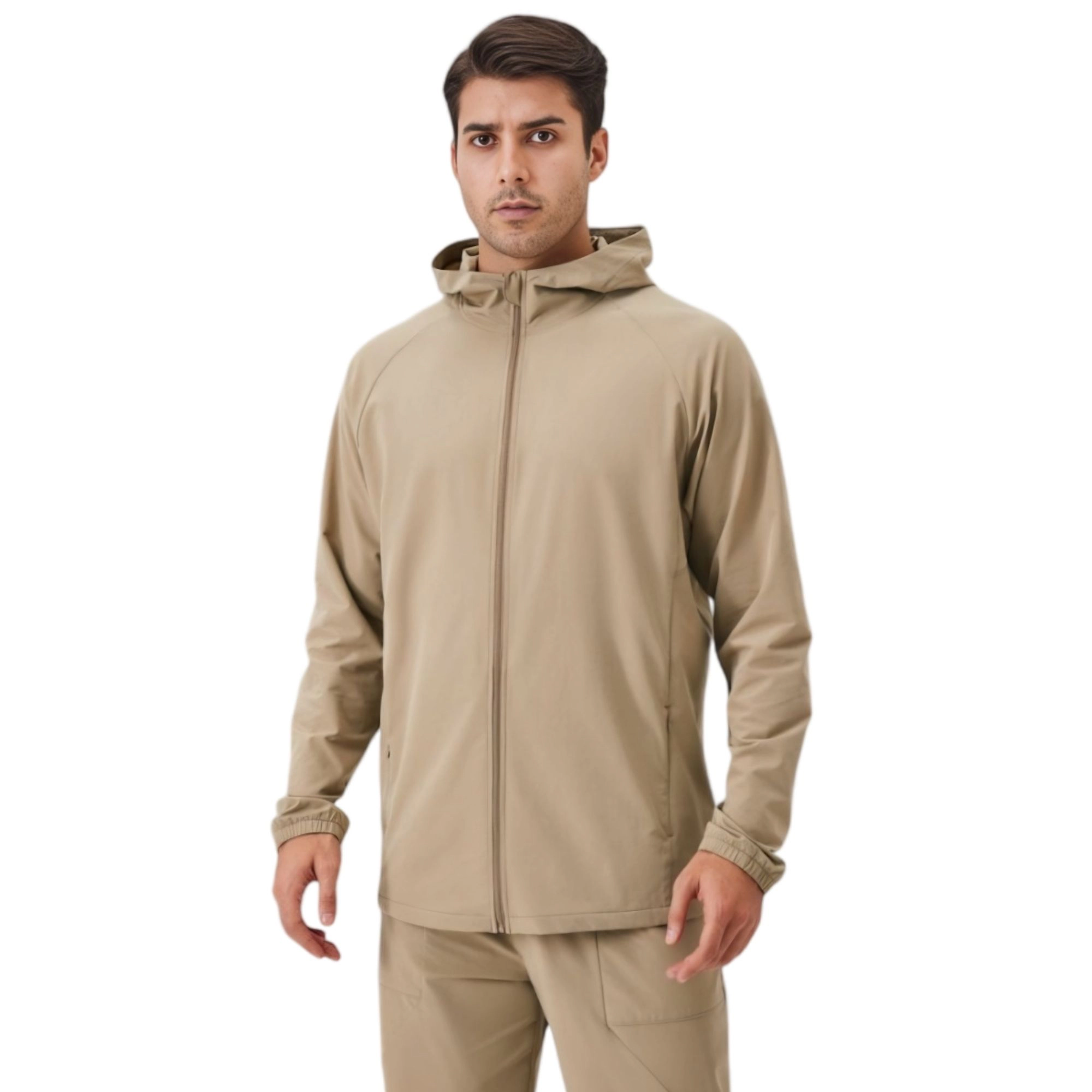 Anna-Kaci Men's Lightweight Zip-Up Hoodie Jacket with Adjustable Hood and Side Pockets