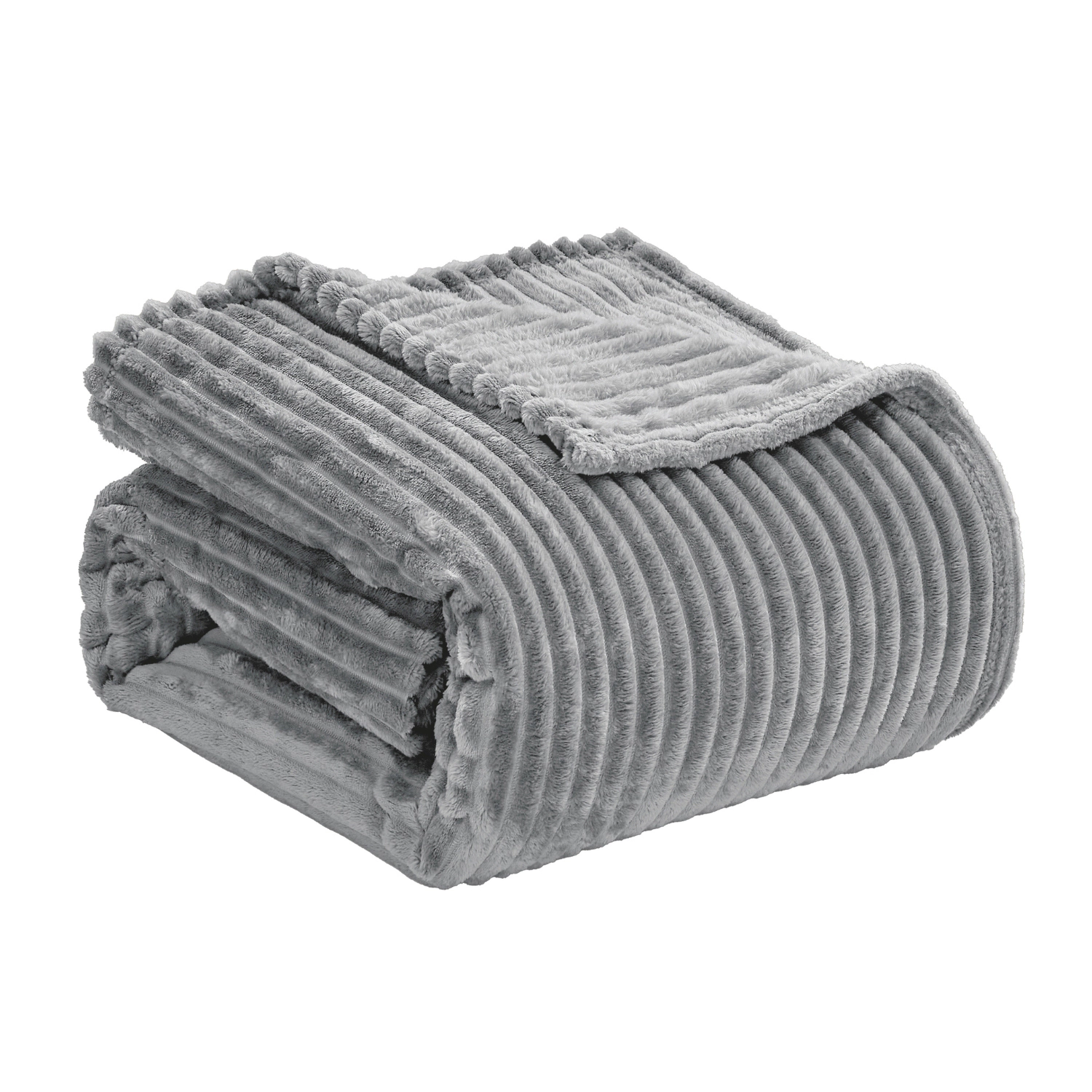 Plazatex Striata Lined Oversized All Season 100% Polyester Blanket King 108" x 90" Grey