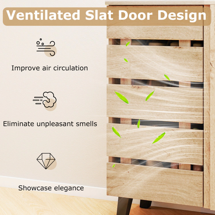 Hivvago 4-Tier Shoe Cabinet 2-Door Storage Organizer with Louvered Door