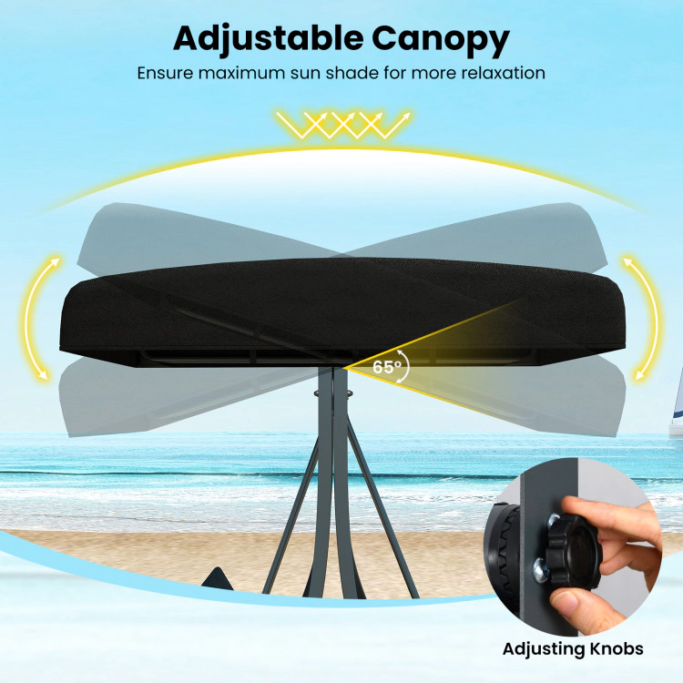 Hivvago Black 3-Person Patio Swing With Stand & Canopy