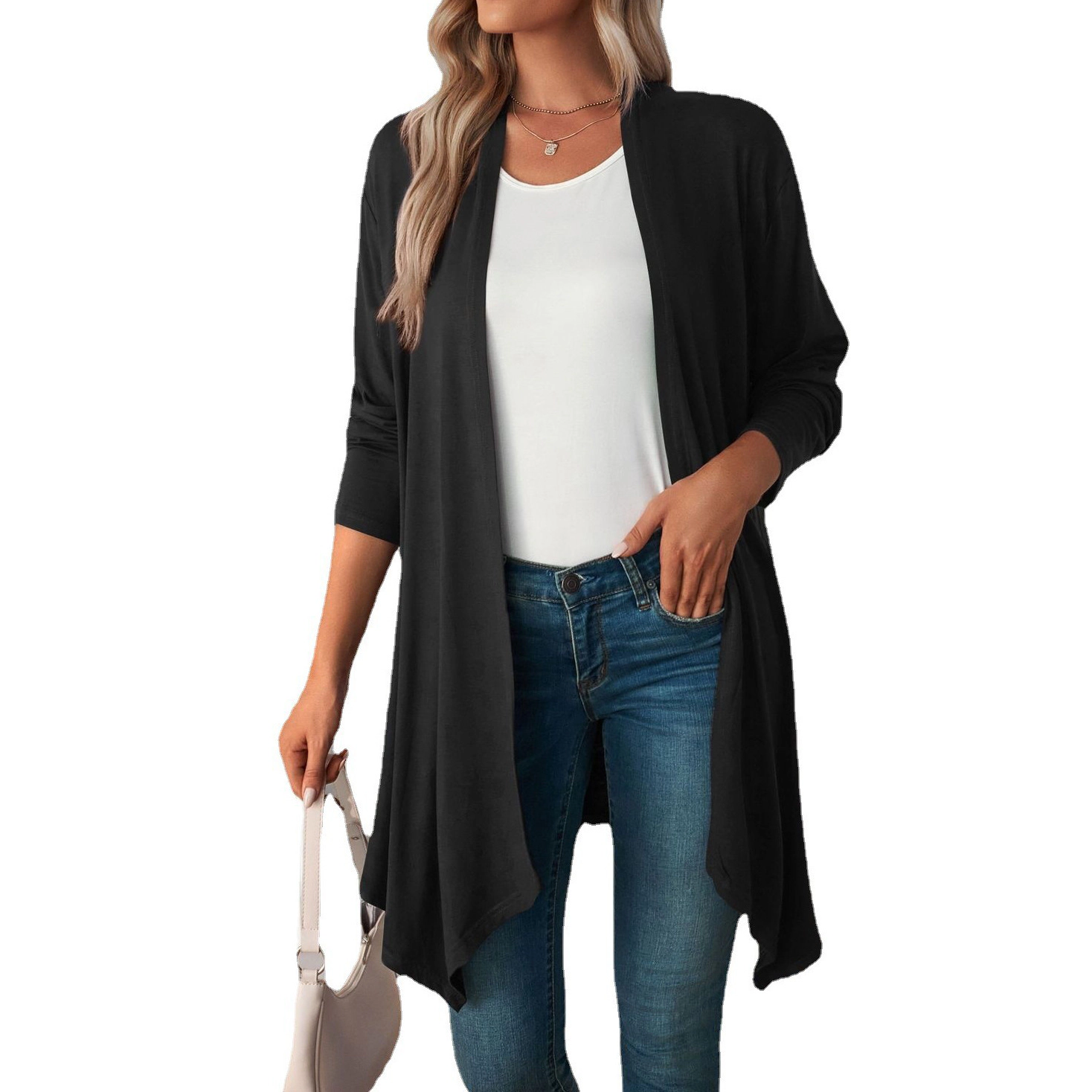 Women's Long Sleeve Flowy Cardigan Lightweight Casual Dressy Sweater