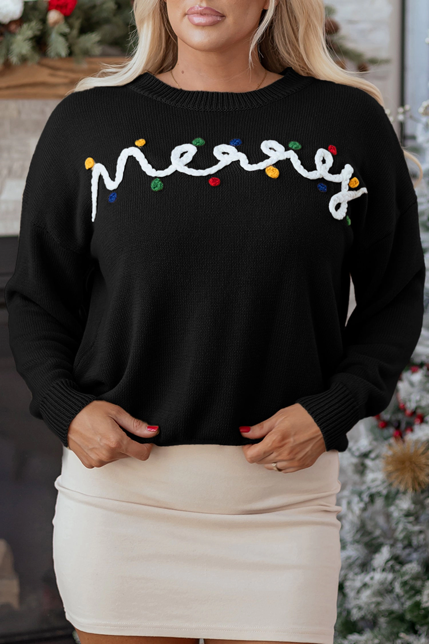 Threaded Pear Women's Darcy Christmas Drop Shoulder Sweater