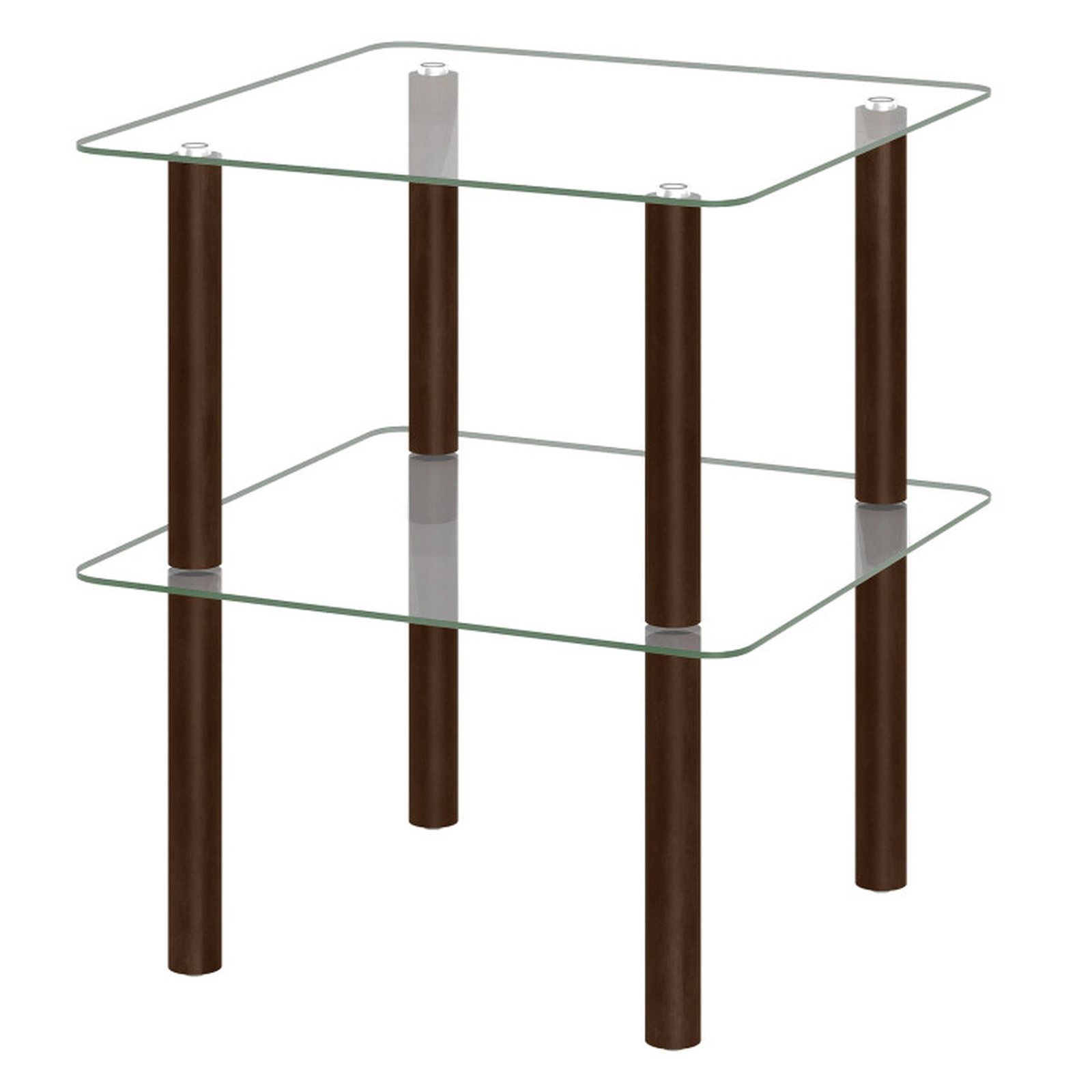 SUGIFT 2-Tier Square End Table with Shelf and Clear Tempered Glass Top 110-lb Capacity 21-in Square Frame Brown