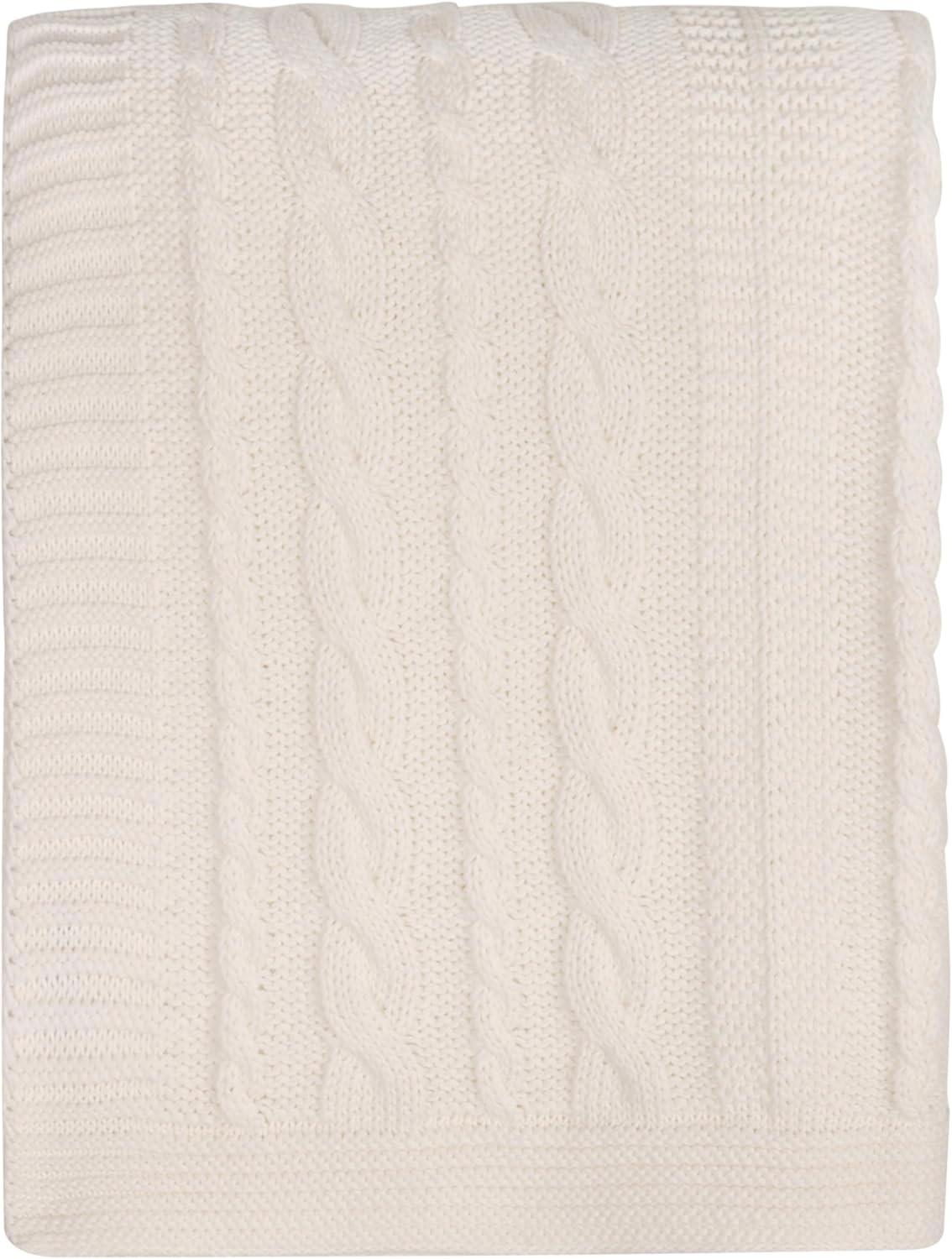 Delara Organic Cotton Cable Knit Throw Blanket, GOTS Certified, 50x70, Lightweight All-Season