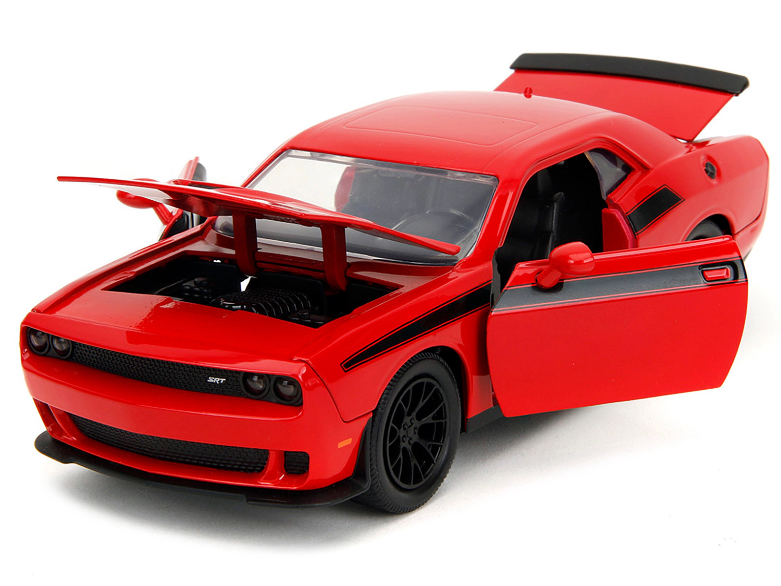 Jada 2015 Dodge Challenger Red with Black Stripes and Glenn Diecast Figure "The Walking Dead" (2010-2022) TV