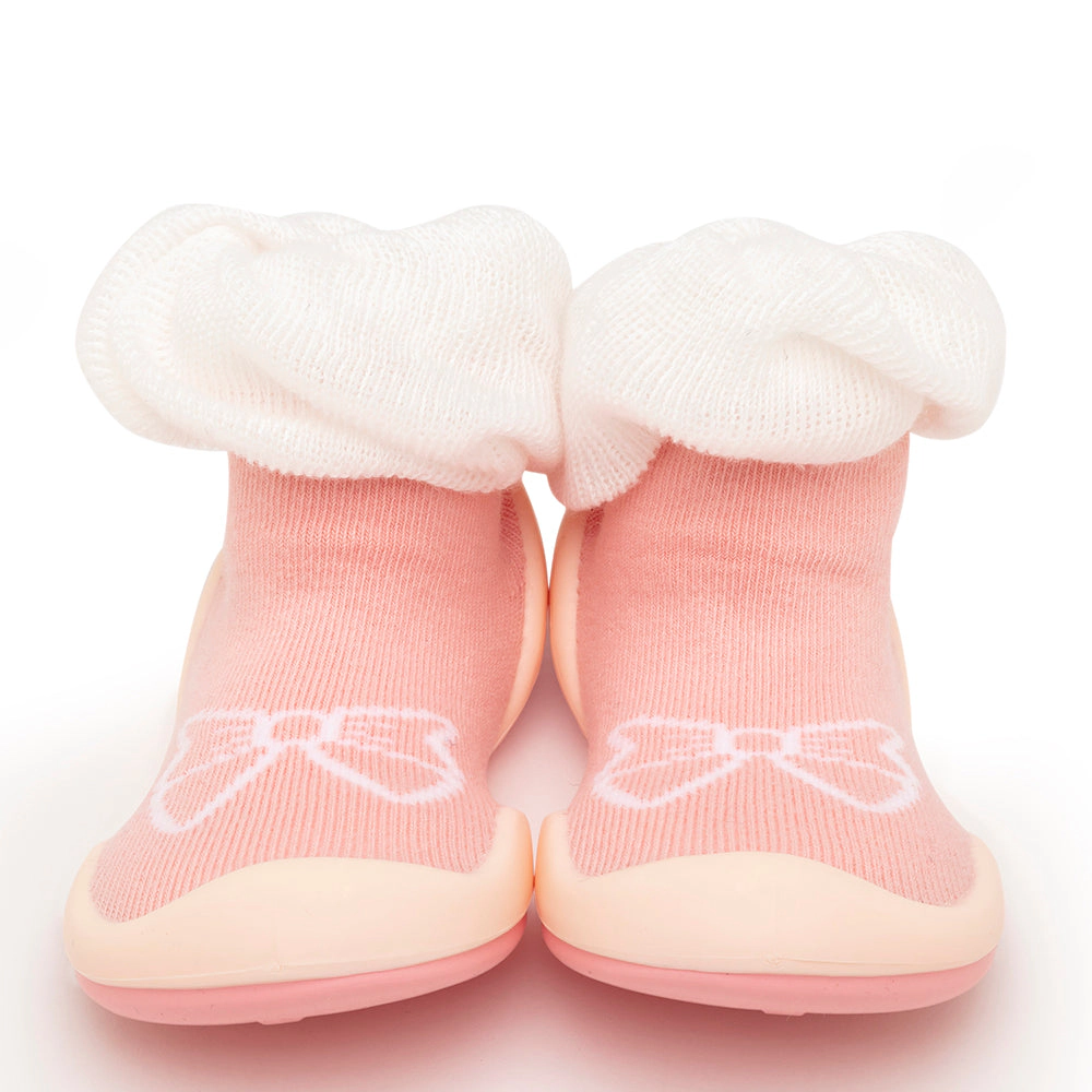 Komuello Baby Girl First Walk Sock Shoes Bow - White