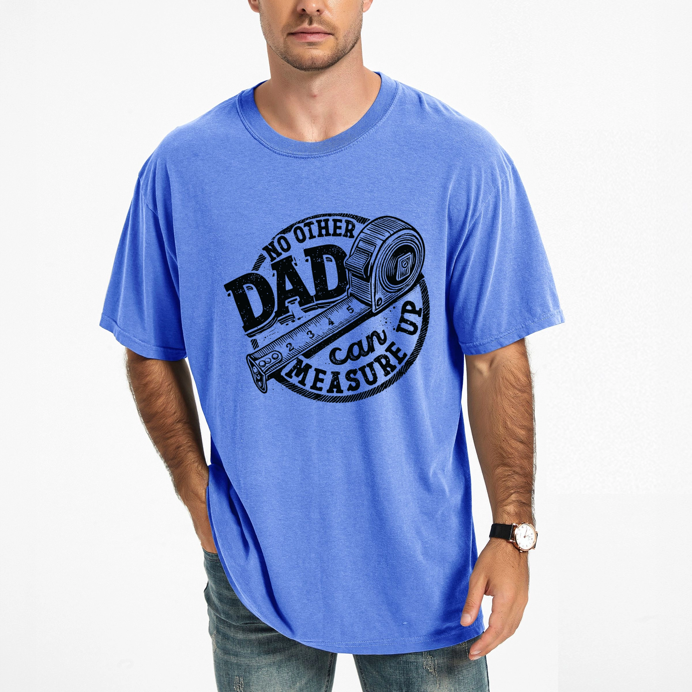 Simply Sage Market - No Other Dad Can Measure Up Men's Garment Dyed Graphic T-shirt