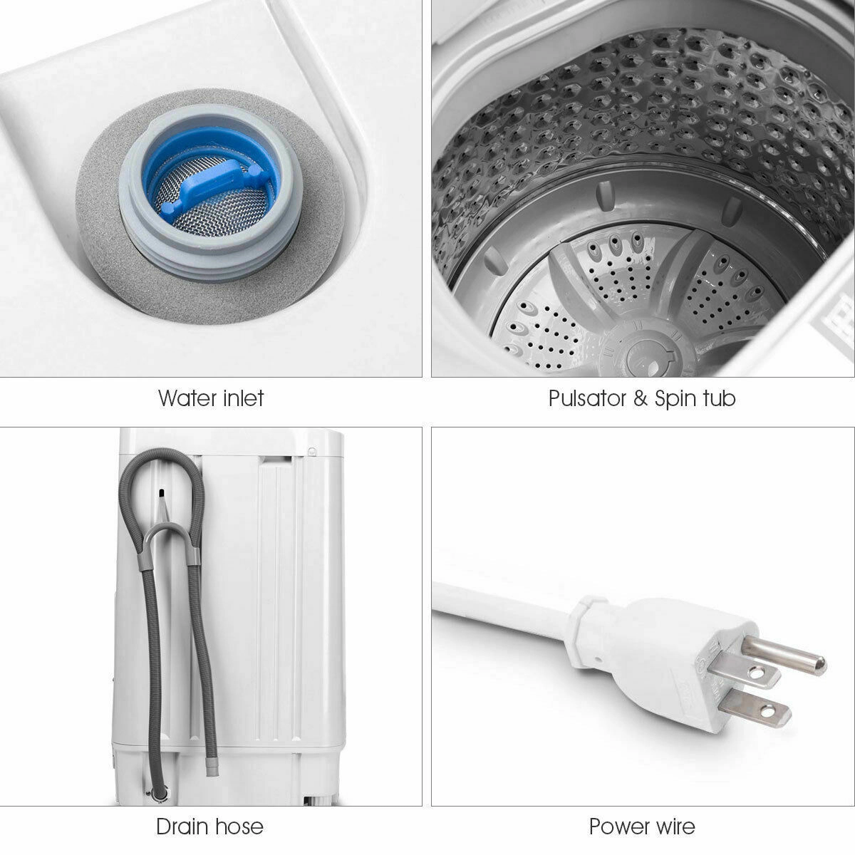 SUGIFT Gray 12-lb Full Automatic Portable Washing Machine with 10 Wash Programs 19-in W 19-in D 33.5-in H