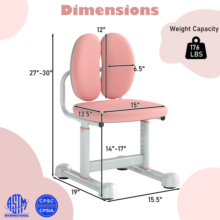 Hivvago Kids Desk Chair Children Study Chair With Double Back Support And Adjustable Height