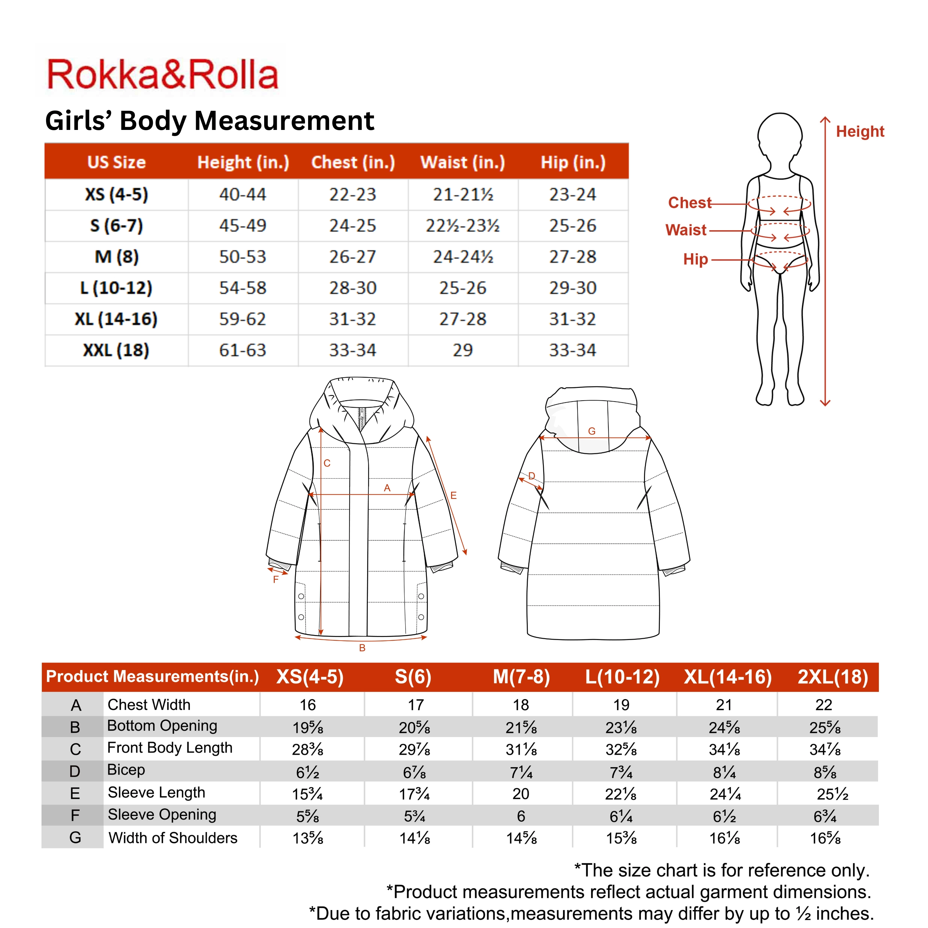Rokka&Rolla Little & Big Kid Girls Knee Length Puffer Coat